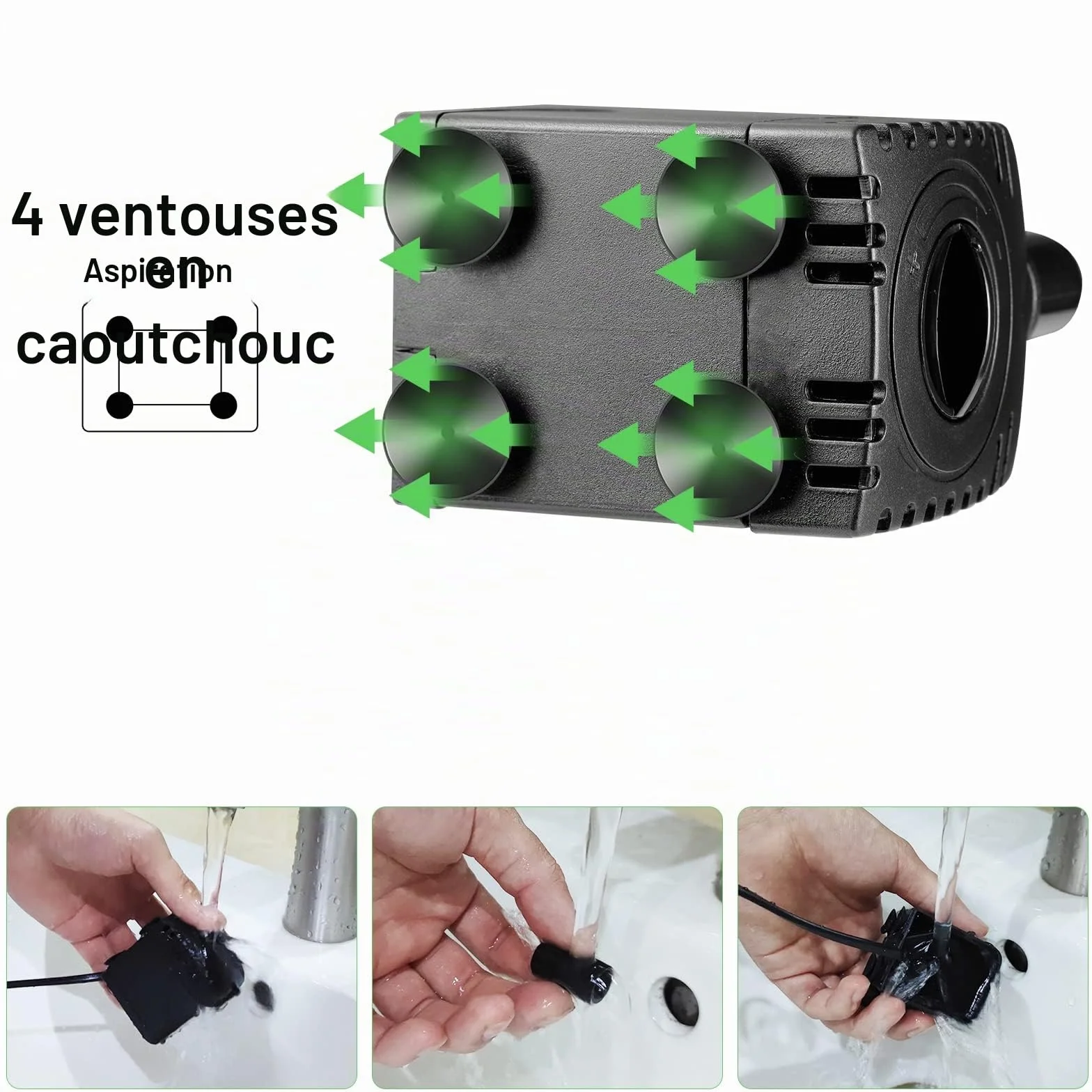 Pompe à eau submersible 8 W 600 l/h AC220-240 V Noir Plastique
