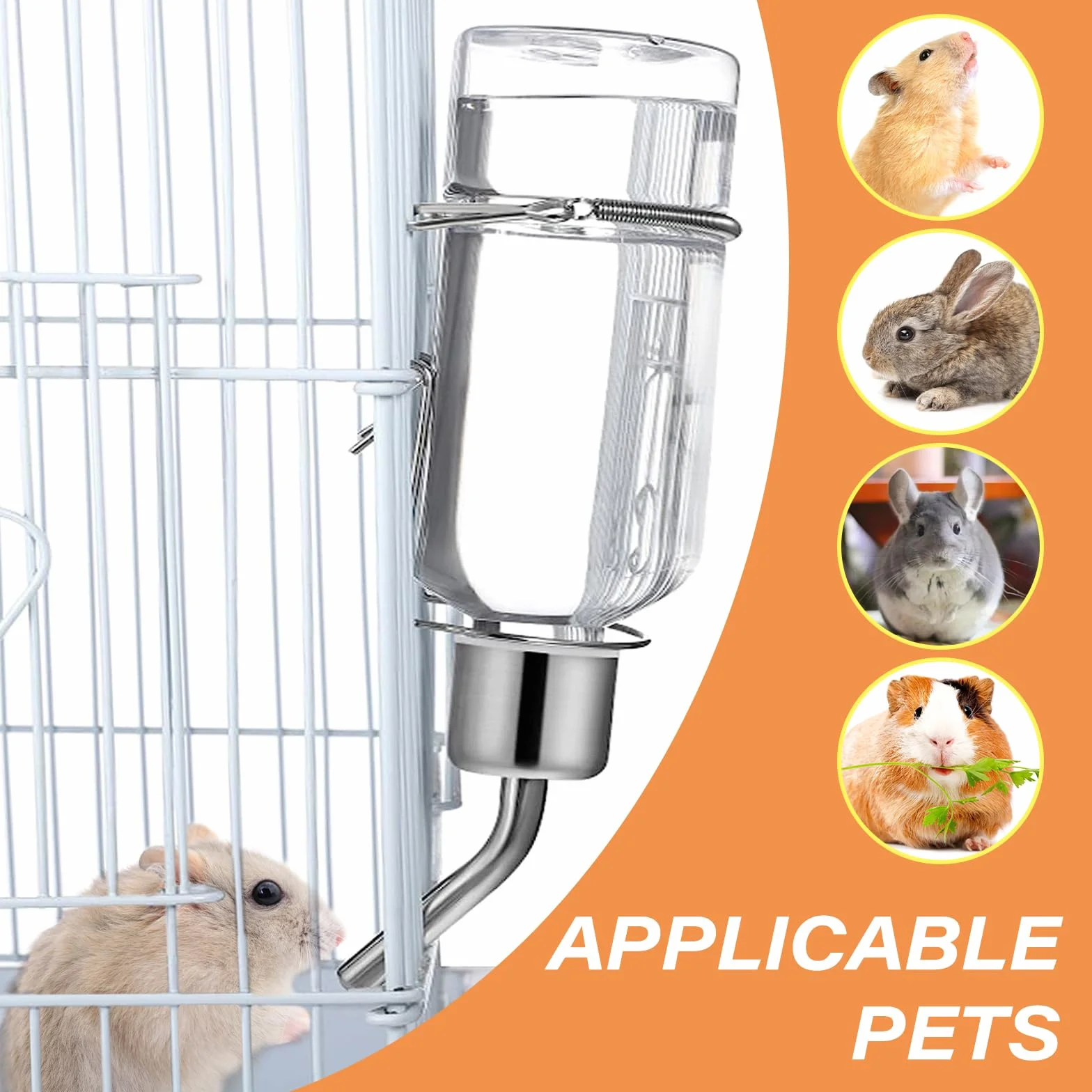 Biberon Lapin 350ml Abreuvoir Automatique avec Support Anti-Goutte pour Rongeurs Cochons d'Inde Hamsters