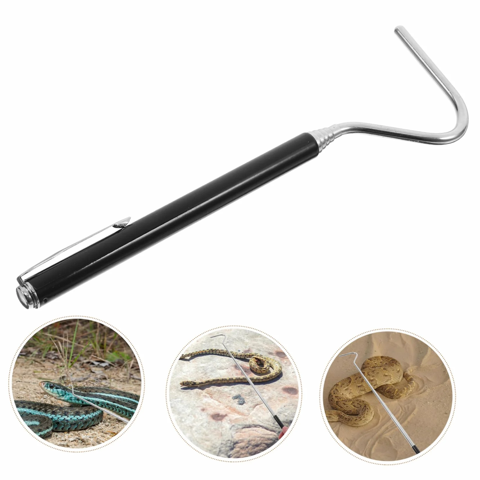 Garneck Crochet Rétractable pour Serpents Inoxydable Outil Ajustable Long de Capture Reptiles Portable pour Attraper Serpents Reptiles