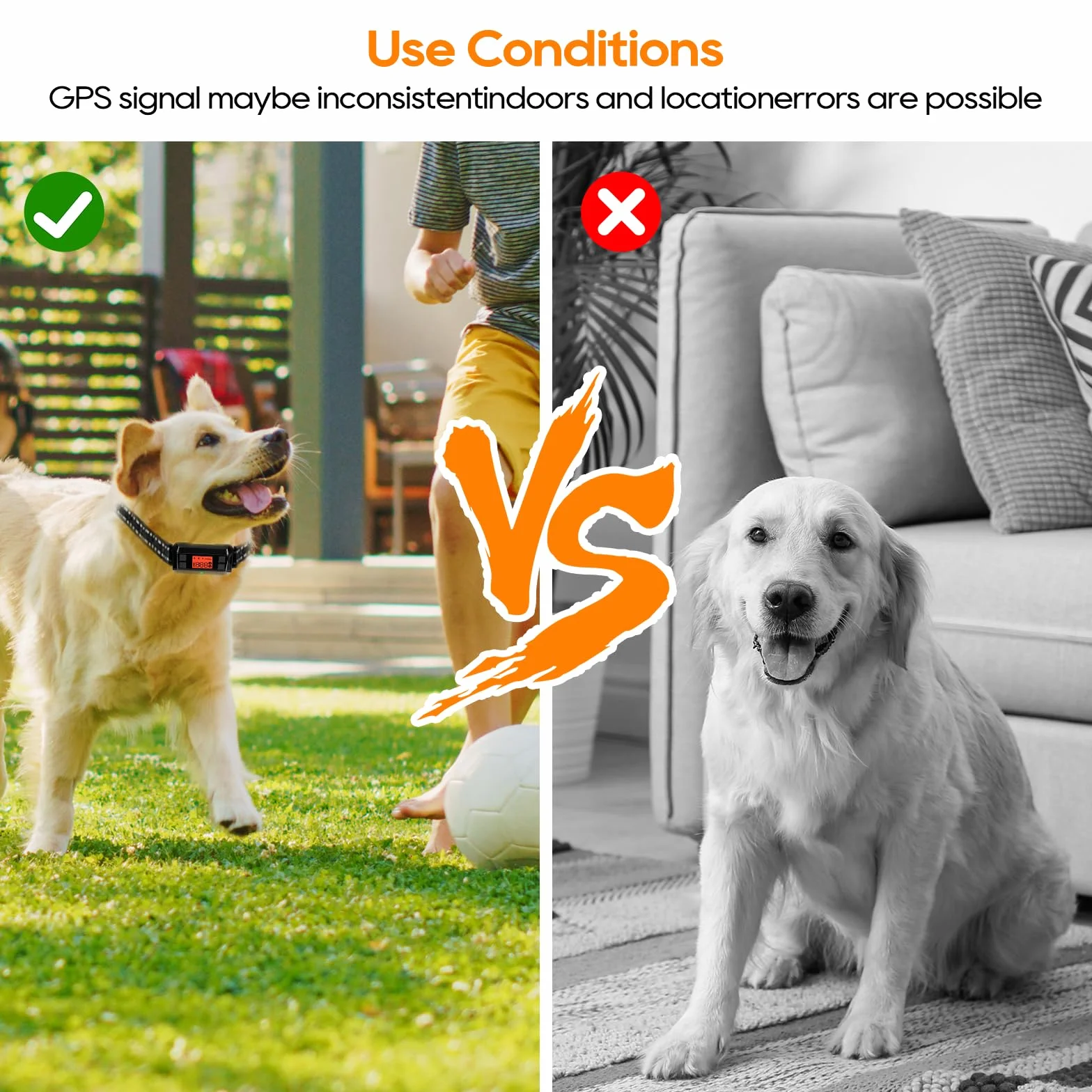 Collier GPS Anti-Fugue pour Chien Extérieur IPX7 Étanche sans Fil Rayon 1000m