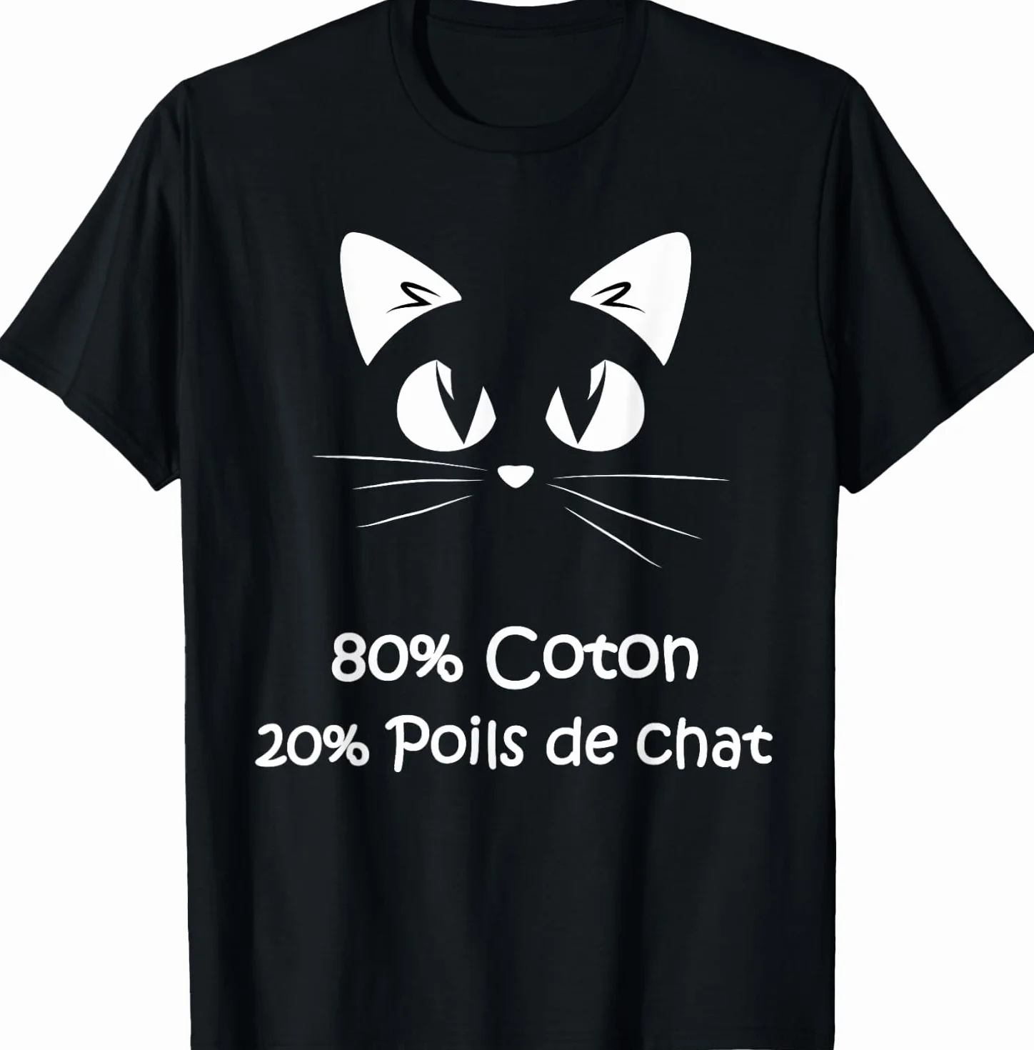 T-Shirt Poils de chat en coton Pistes de chat Dictons de chat