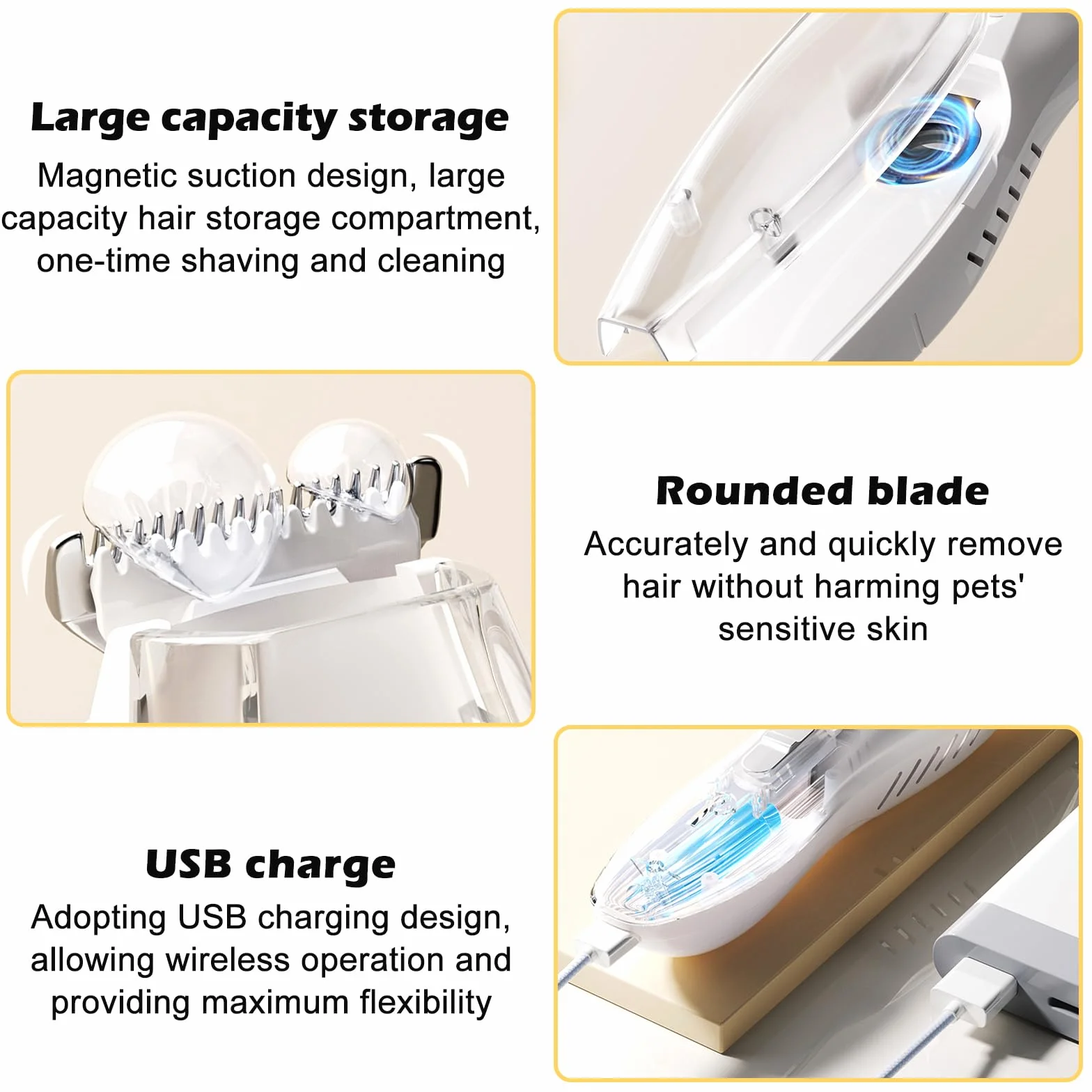 Tondeuse pour pattes de chien avec aspirateur, rechargeable, étanche
