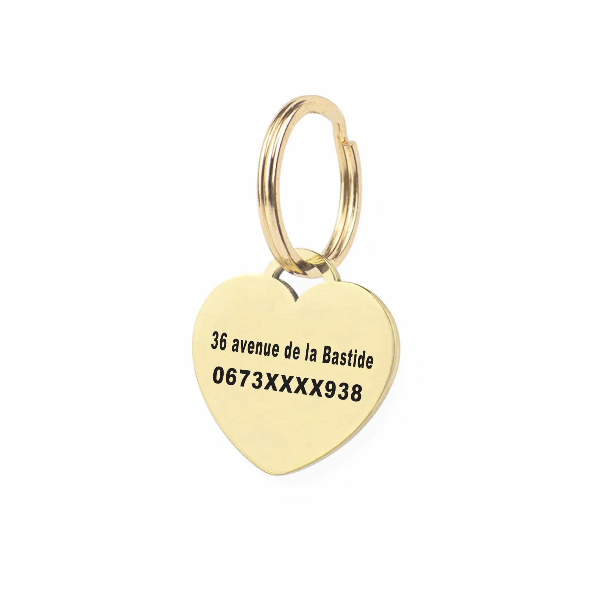Médaille pour chien GOLDEN PAW en acier inoxydable avec gravure cœur personnalisable dogtag Or