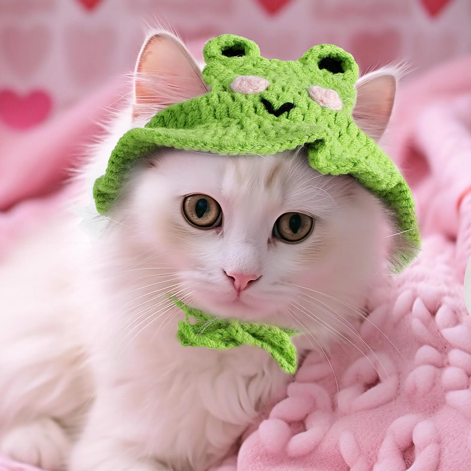 Chapeau d'Halloween en laine pour animal de compagnie - Bonnet tricoté pour chat - Costume de Noël (vert)
