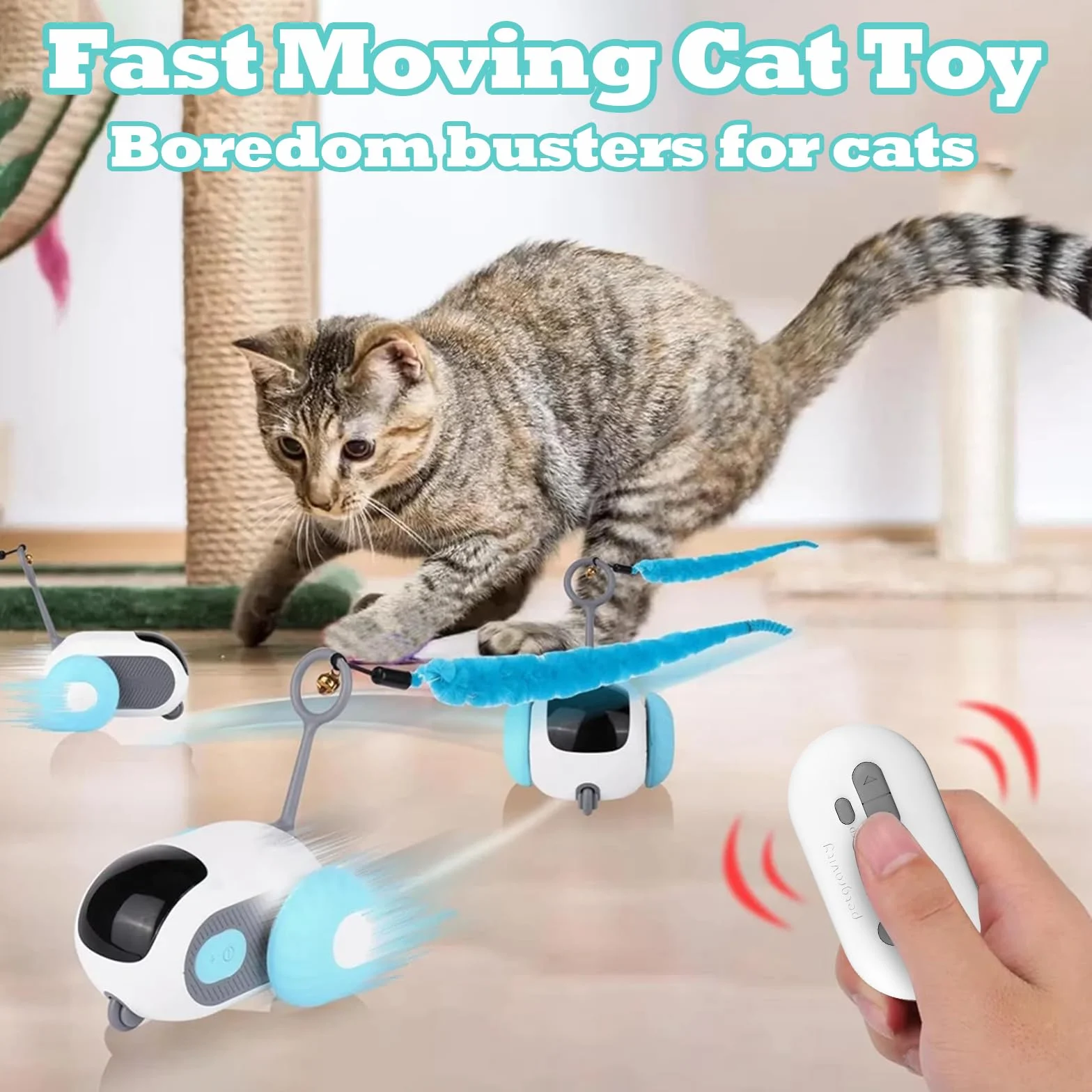 Jouet Interactif Chat Motorisé avec Télécommande Balle Intelligente 2 Modes Rechargeable USB