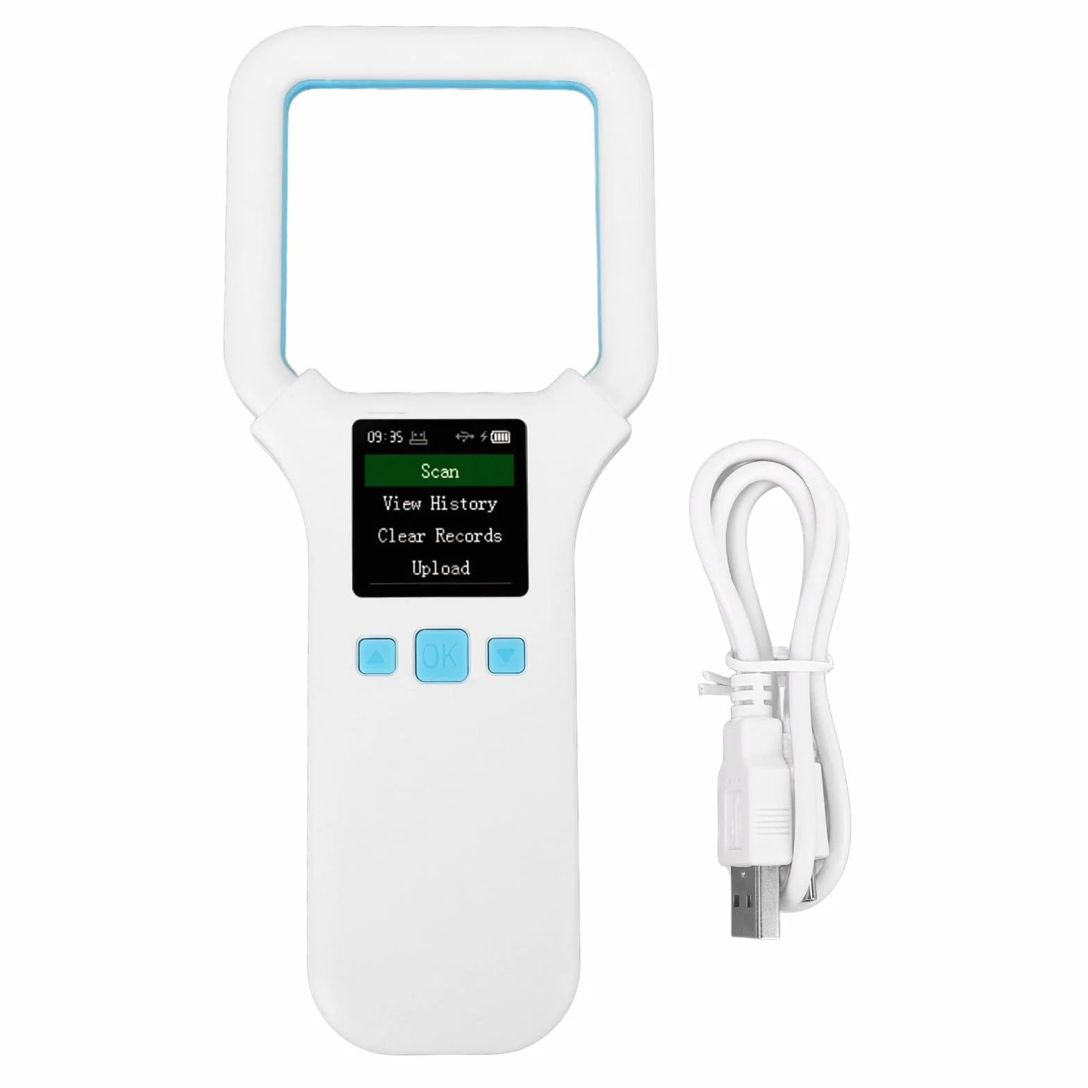 Scanner de puces pour Animaux de Compagnie, 134,2 kHz 125 kHz à Double fréquence Plastique Portable Rechargeable de Recharge de lecteurs d'animaux Distance de Balayage et