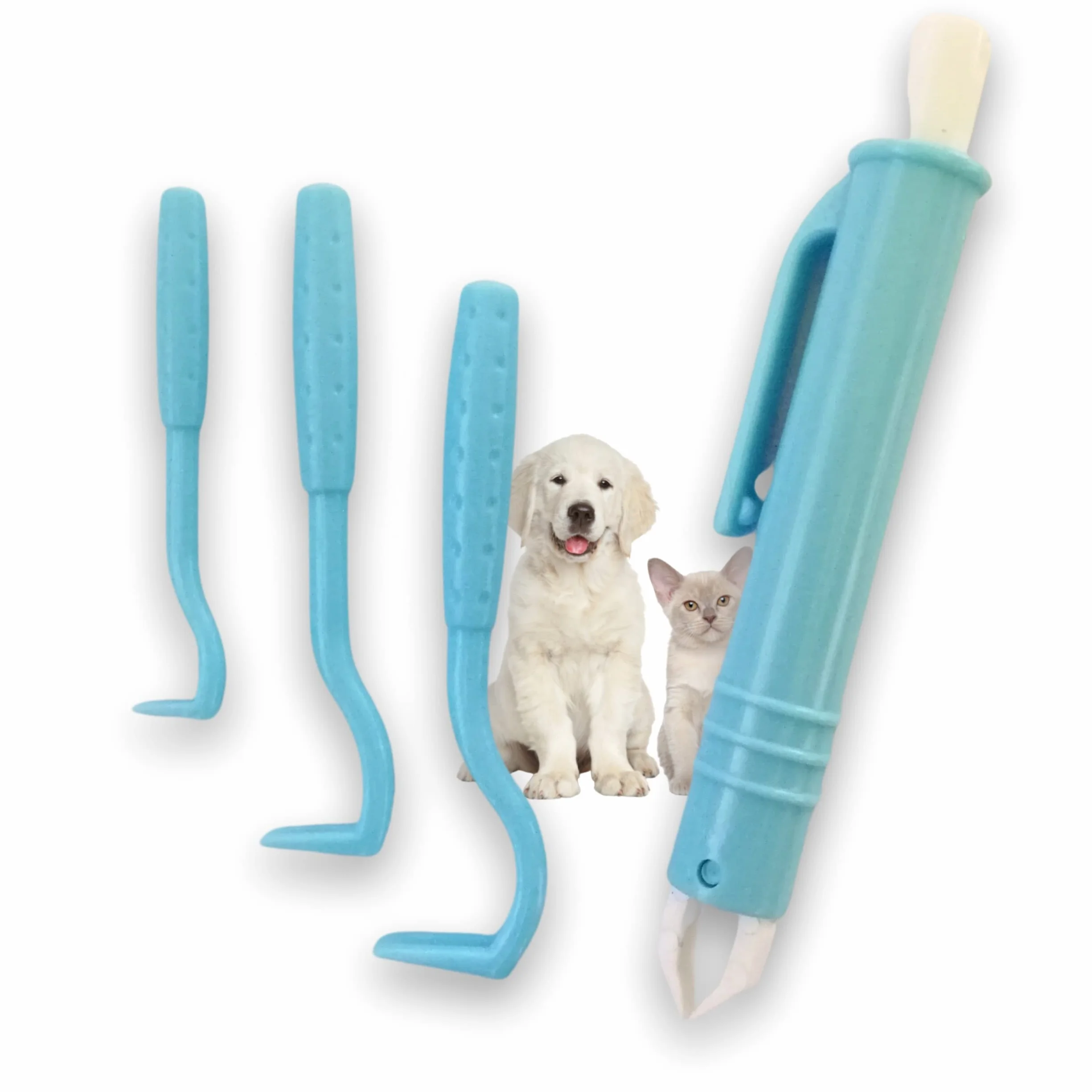 Tire Tique Pince a Tique et Crochets Anti tiques pour Chat Chien Humain. Tick Remover Produit à Tique, Antiparasitaire Retire/enlève/supprime/Attrape parasites, Kit de Crochet 4 pcs 3 Tailles