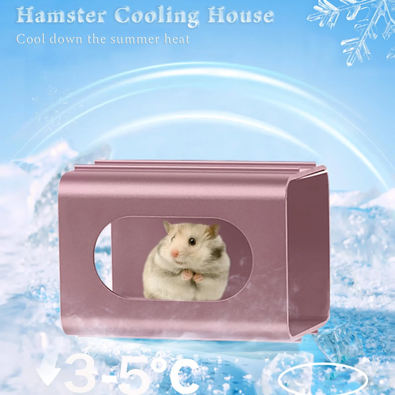 Jouets Tunnel rafraîchissant pour Hamsters, Maison rafraîchissante pour Hamsters, cachette Suspendue en Aluminium pour Hamsters Nains, Hamsters syriens, Geckos léopards (Rose, 12x7x7cm)