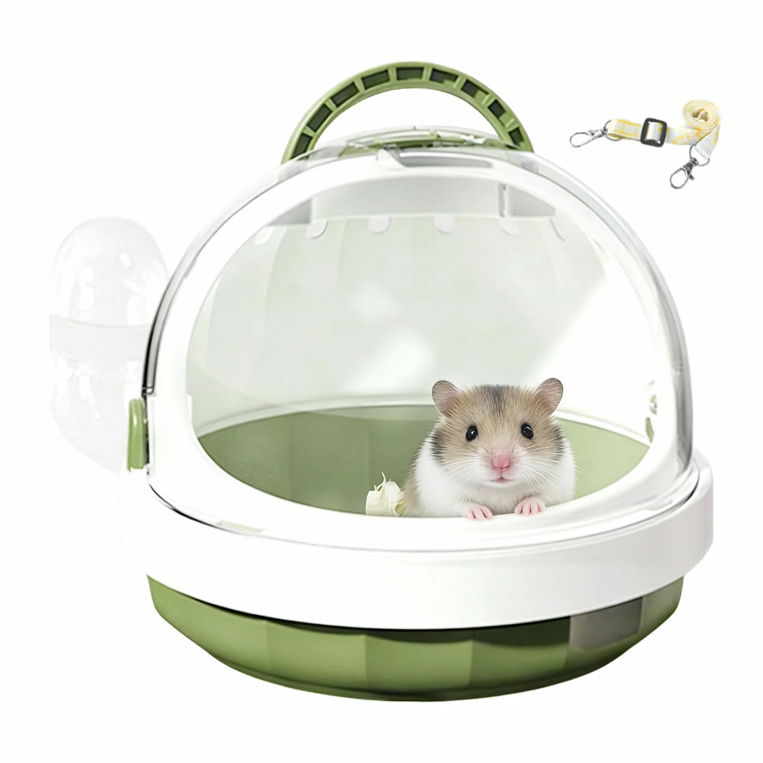 Cage de transport portable pour hamster 18,6 x 18,6 x 16 cm avec bouteille d'eau