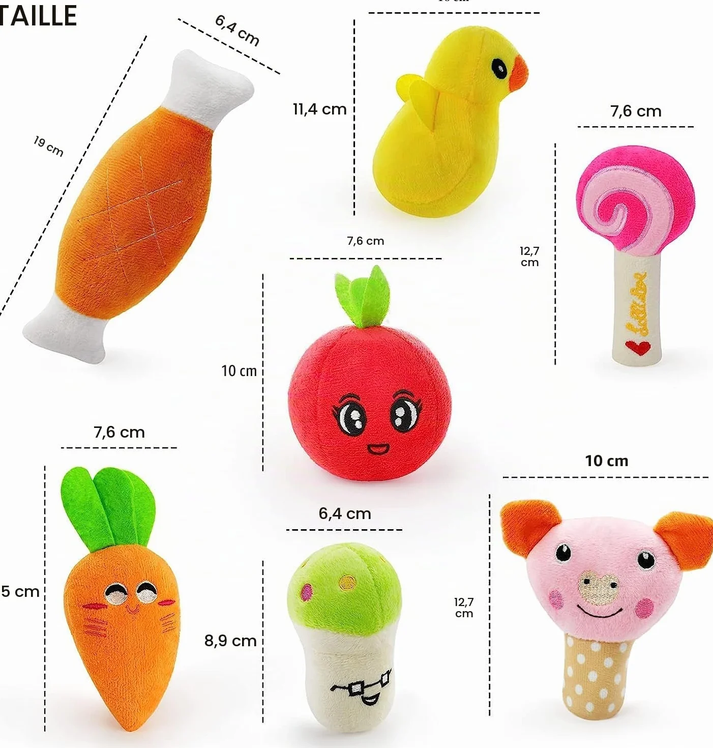 Legend Sandy Lot de 14 Jouets couineurs en Peluche pour Chiens Fruits Légumes