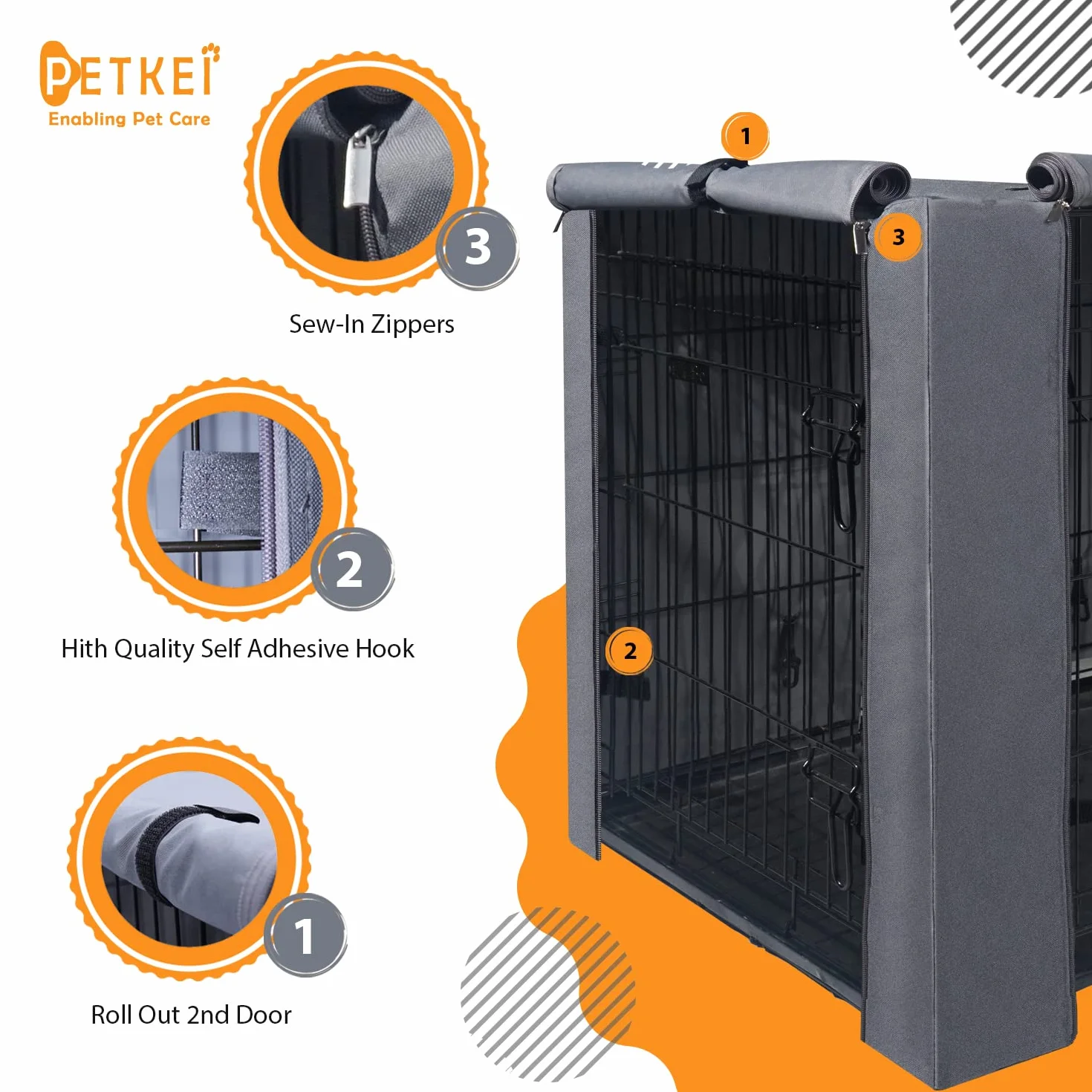 Grande housse de cage pour chien en polyester durable avec revêtement polyuréthane pour cage 1 et 2 portes