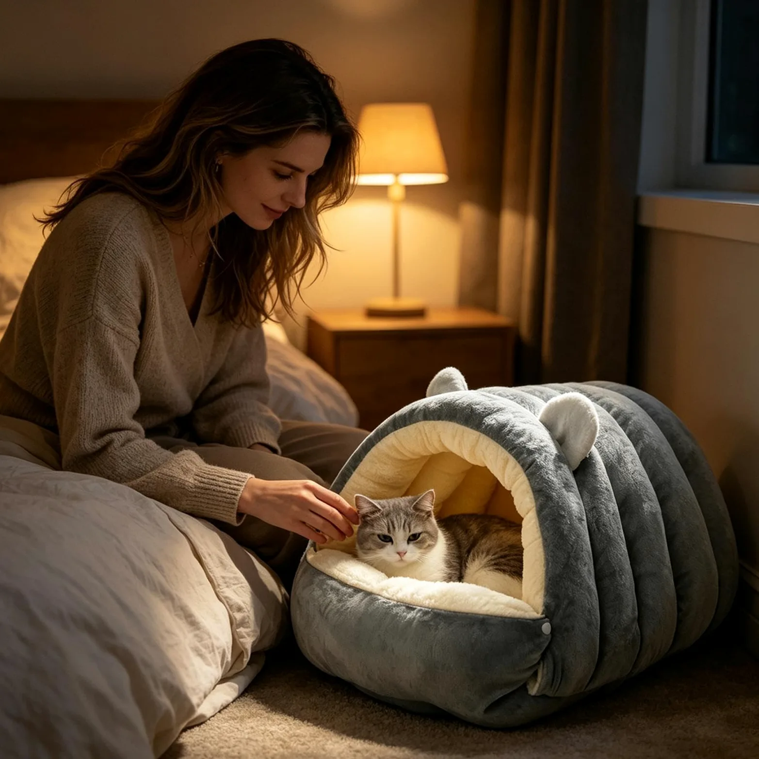Niche grotte pour chien douce maison en dôme avec fermeture éclair chaude | Niche fermée pour chiens, chiots, animaux domestiques, intérieur, hiver, maison, salon, chambre, cuisine, canapé, voyage