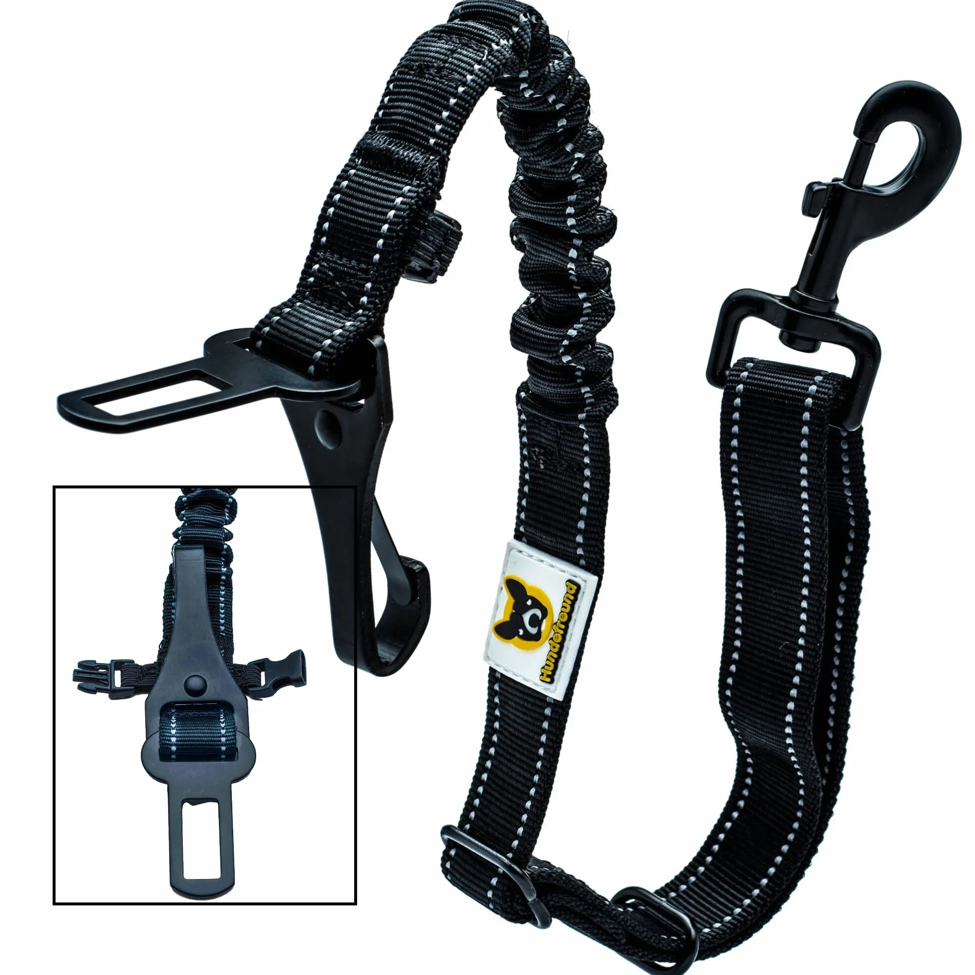 Hundefreund Ceinture de Sécurité pour Chien Voiture Extrêmement Sûre - Ceinture Chien Voiture Réglable avec Amortisseur pour Tous Les Types de Voitures et Toutes Les Races de Chiens