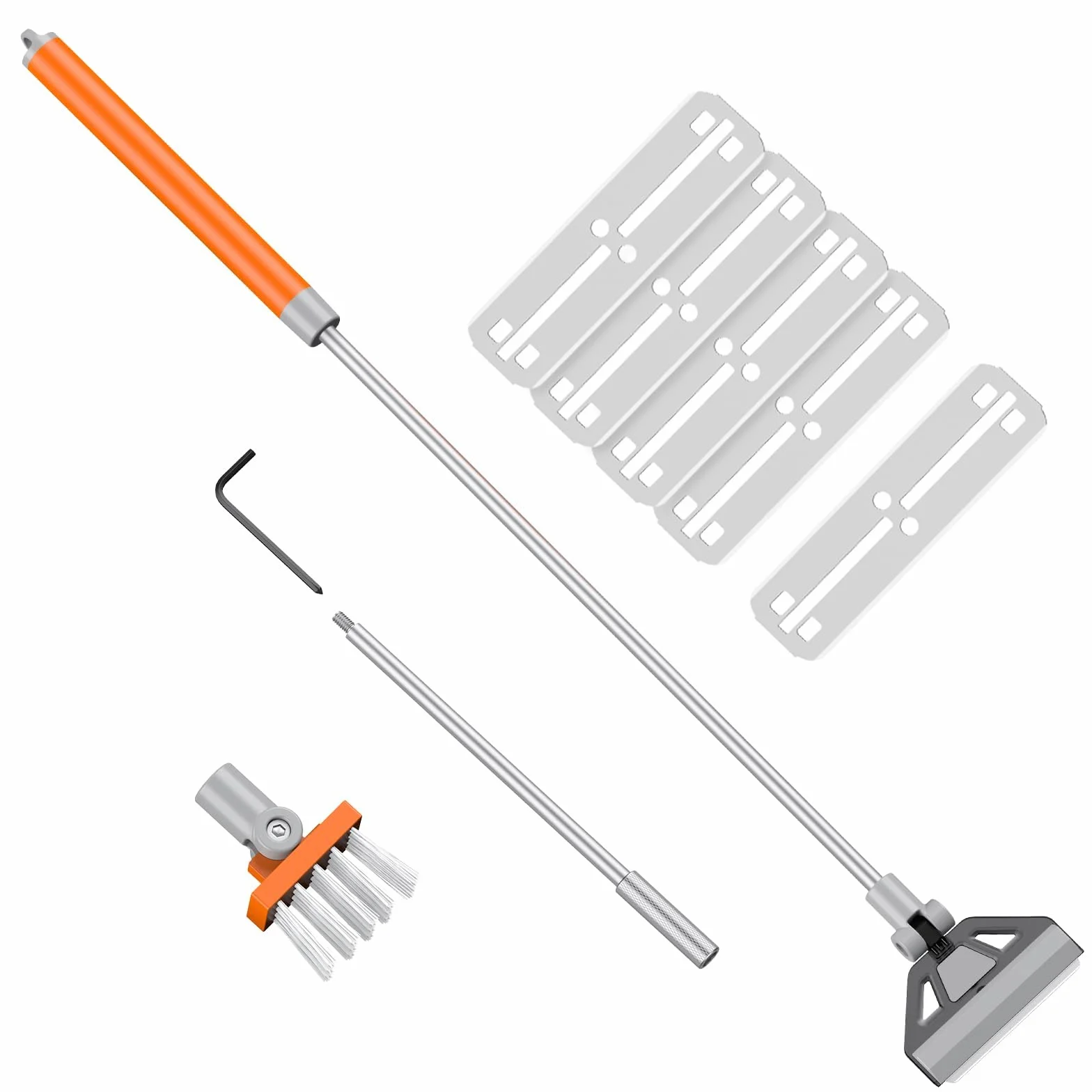 Pawfly Grattoir à Algues pour Aquarium 2 en 1, 66cm Nettoyeur Vitre avec Brosse & 5 Lames Acier Inoxydable