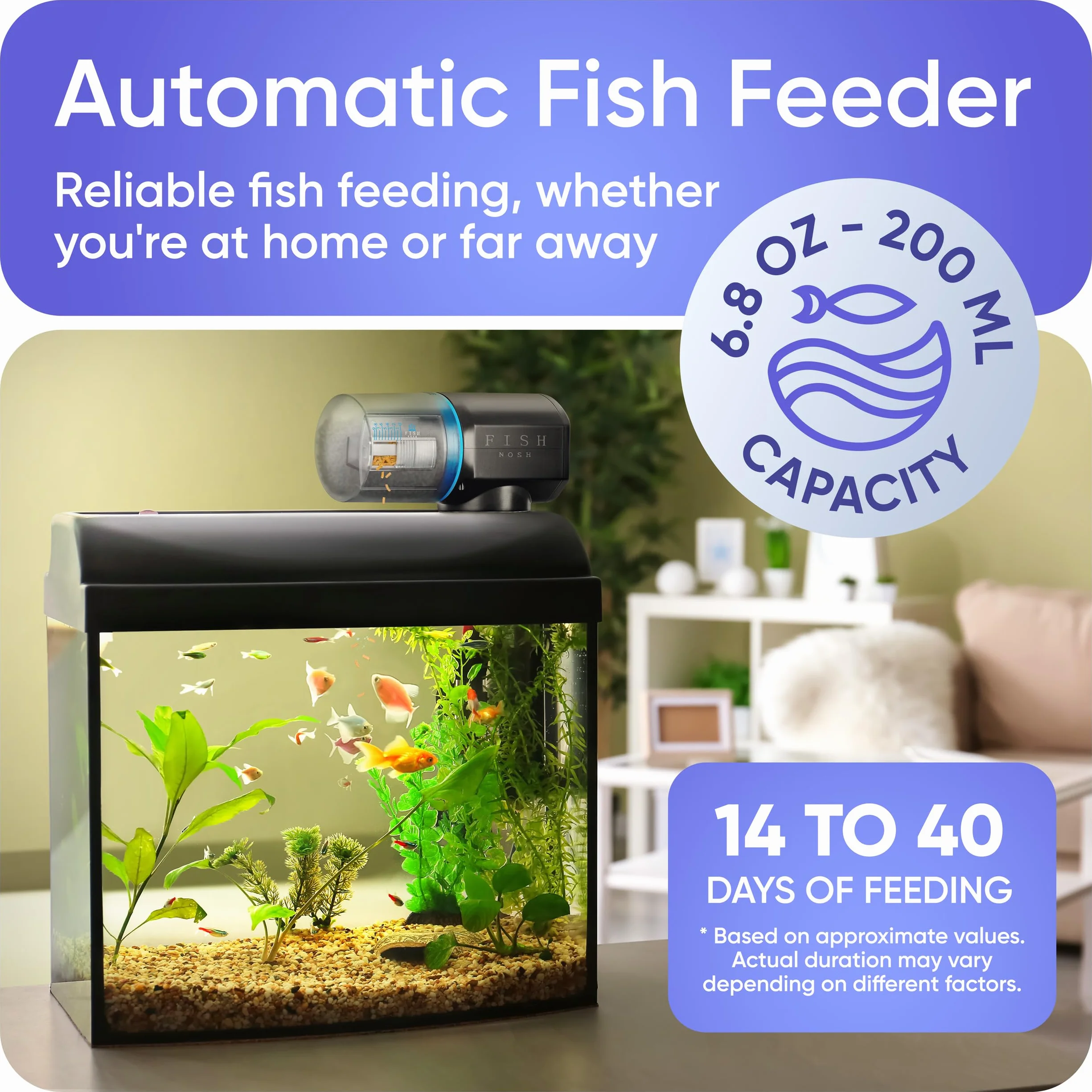 FISHNOSH Mangeoire automatique pour poissons ML - Distributeur automatique nourriture avec minuterie pour aquarium et étang