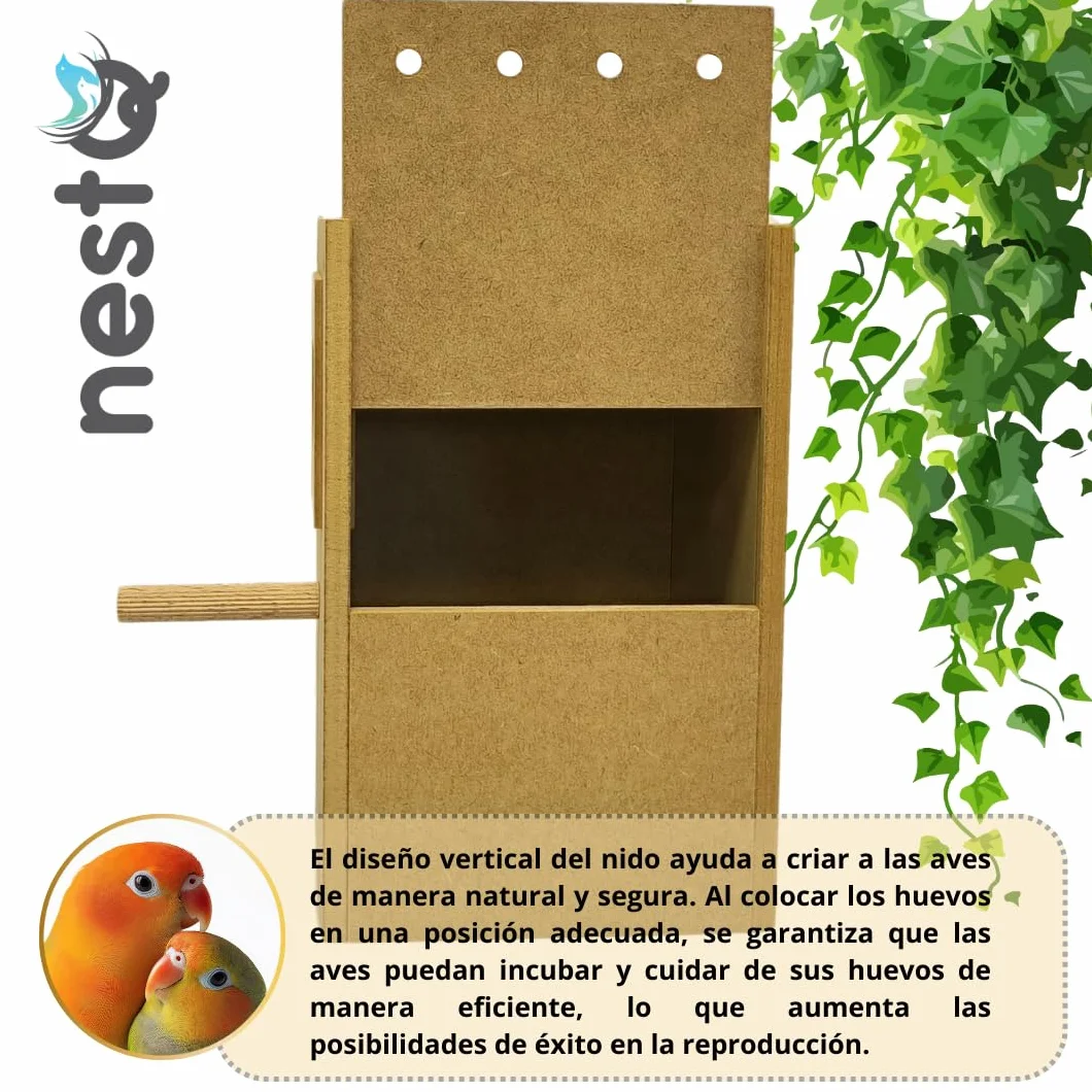 Nid Vertical pour Agapornis Inséparables, Abri d'élevage en Bois 28x18x18 cm