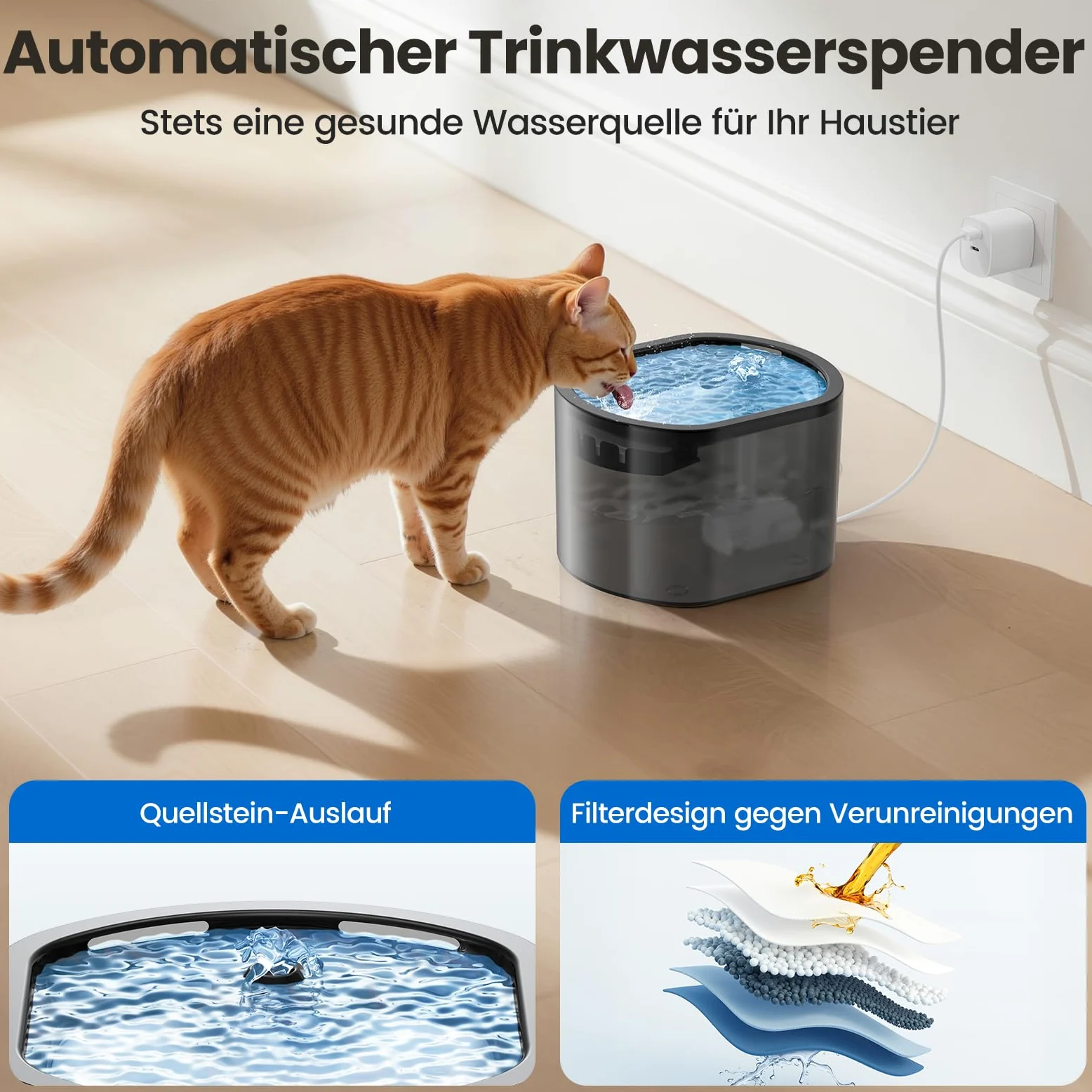 Distributeur automatique de nourriture pour chats 3 litres, 2,5 L, dispositif d'alimentation à distance contrôlé par application silencieuse avec 10 repas par jour, design anti-obstruction, idéal pour
