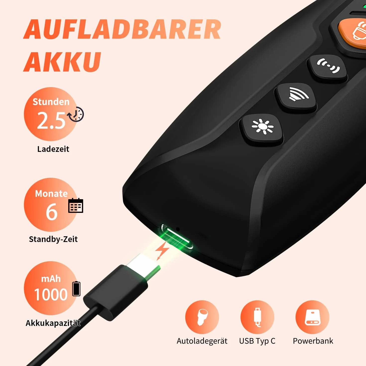 Appareil anti-aboiement à ultrasons rechargeable 4 fréquences réglables LED pour chiens