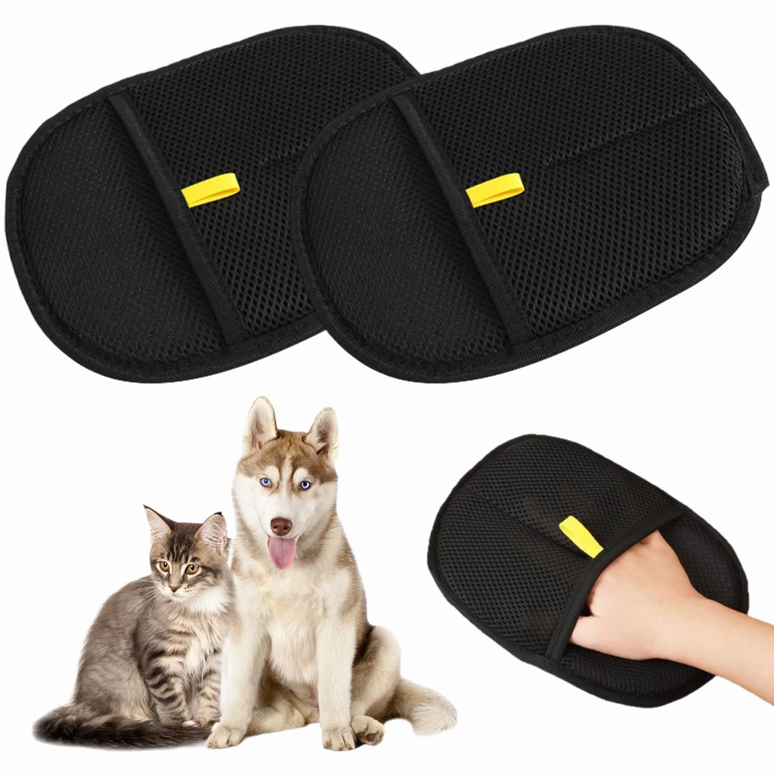 Gant Anti Poils Animaux Brosse Poil Chat 2 Pièces Toilettage
