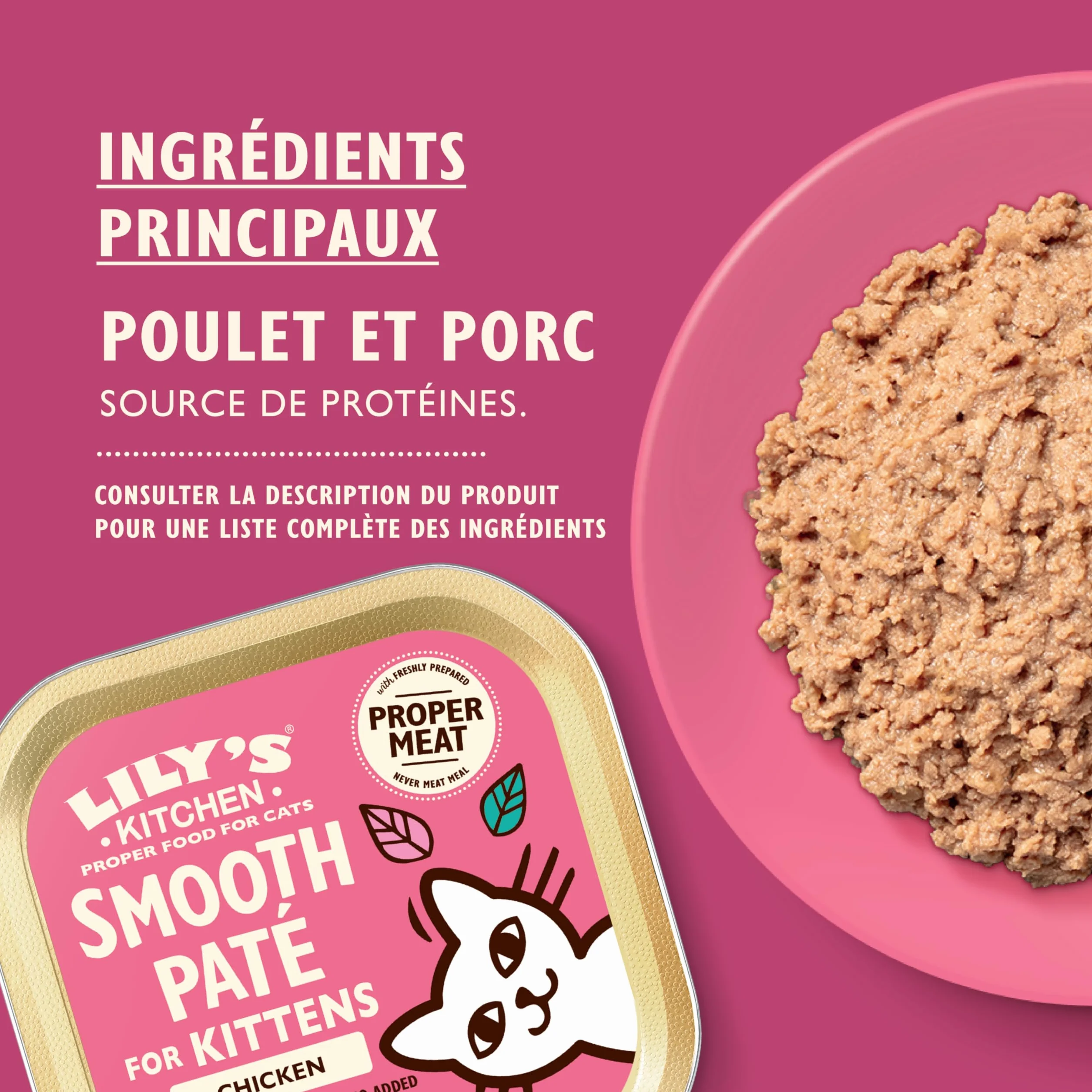 Lily's Kitchen Pâté lisse pour chaton, Poulet + bœuf (19 x 85 g)