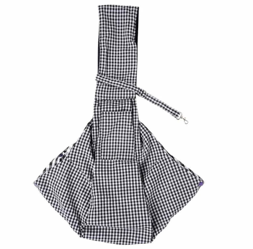 CYBERNOVA Pet Sling Carrier pour Chien Chat 1-7.5kg Tissu Froid Poche Sac à Main Libre Voyage Plein air Gris Noir et Blanc