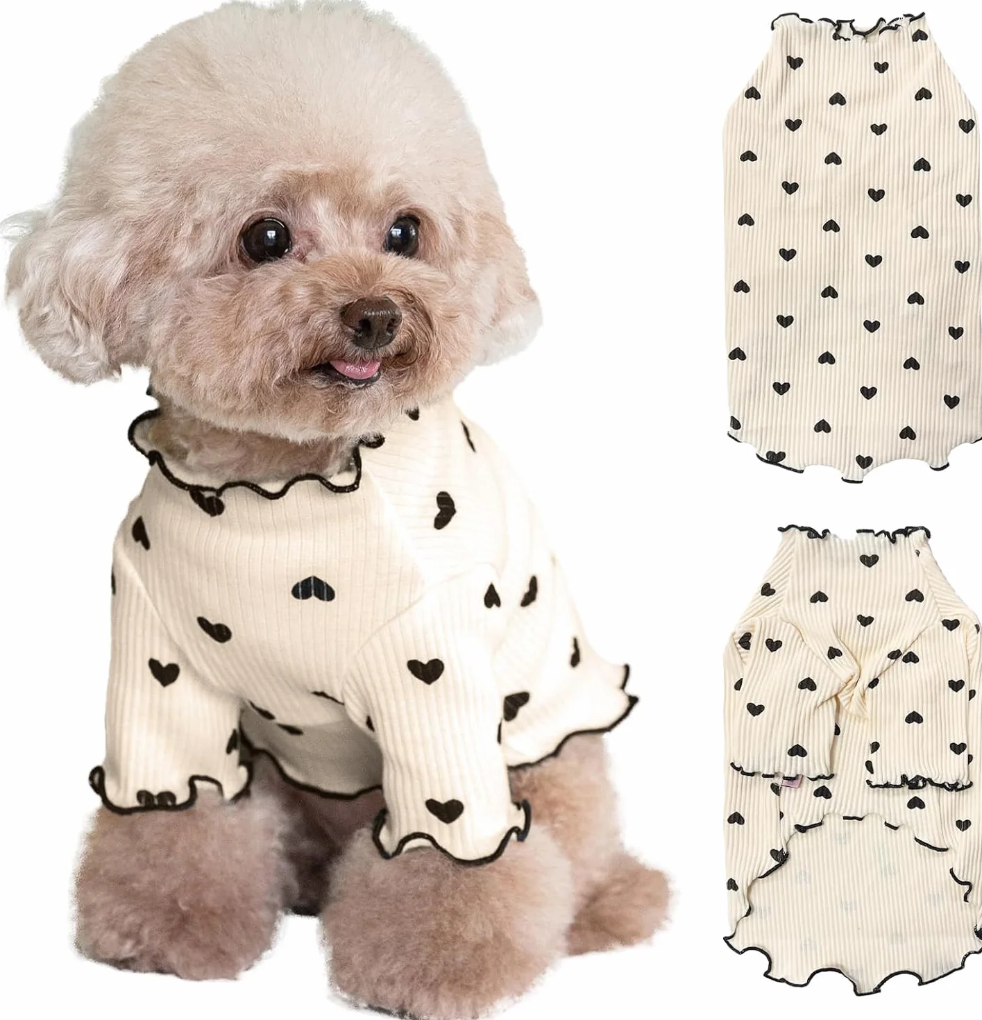 Chemise Extensible à Volants pour Petits Chiens Chats Été Automne Chihuahua Schnauzer Shih Tzu Yorkshire Taille S Café