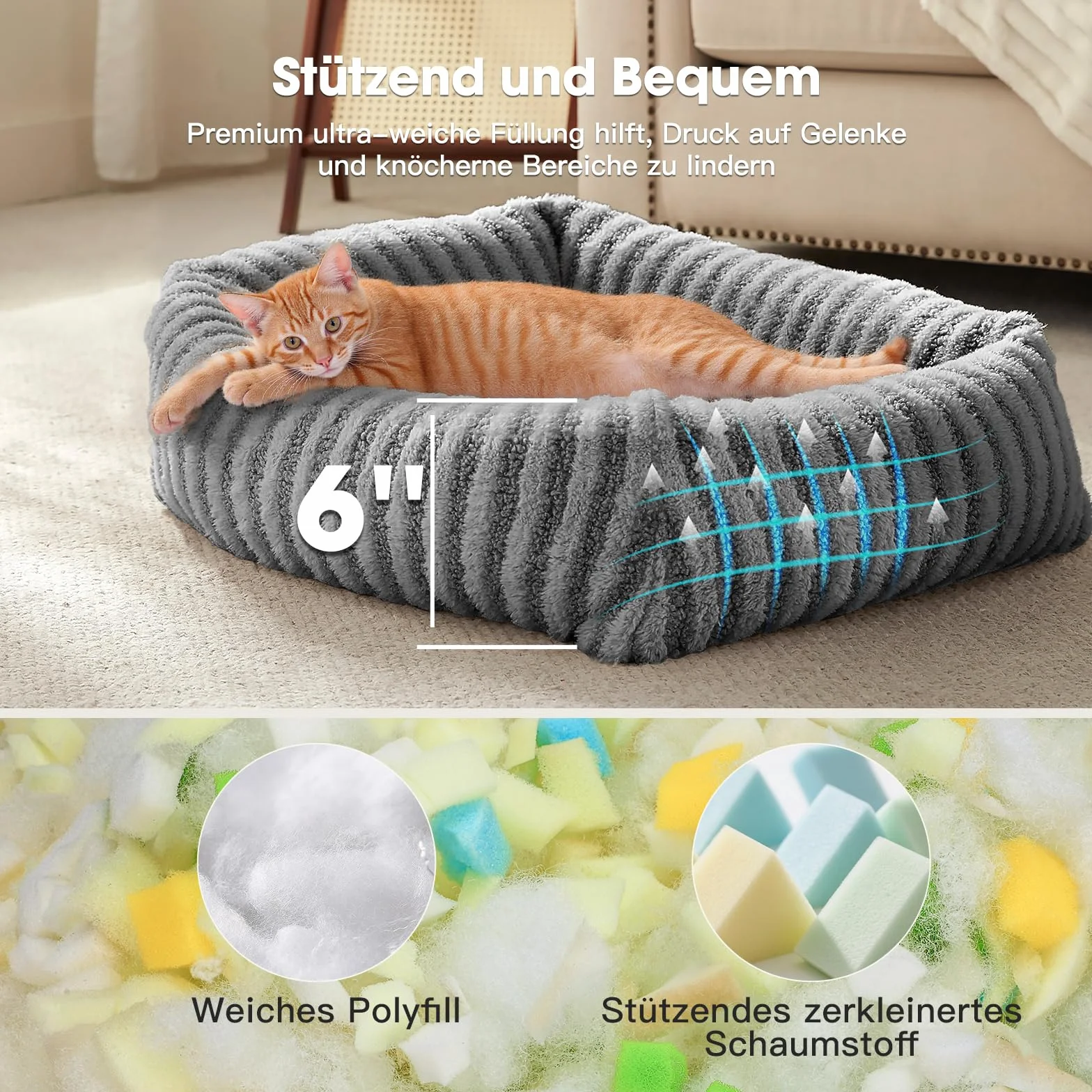 Panier pour Chien Lavable Déhoussable Imperméable 51 x 48 x 15 cm