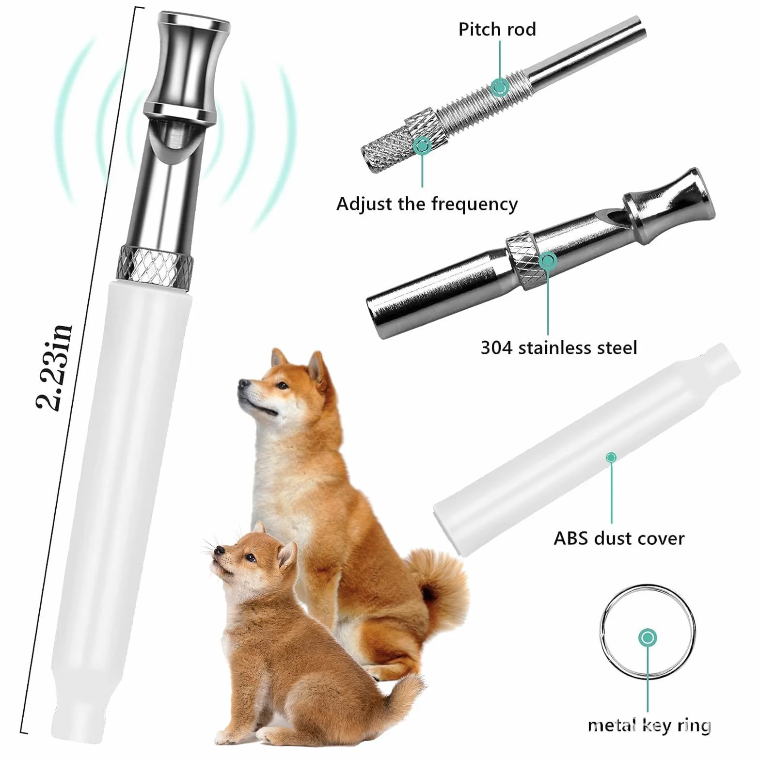 Sifflet Ultrason Chien Anti Aboiement avec 2 Longes, Fort et Longue Portée, Noir Blanc