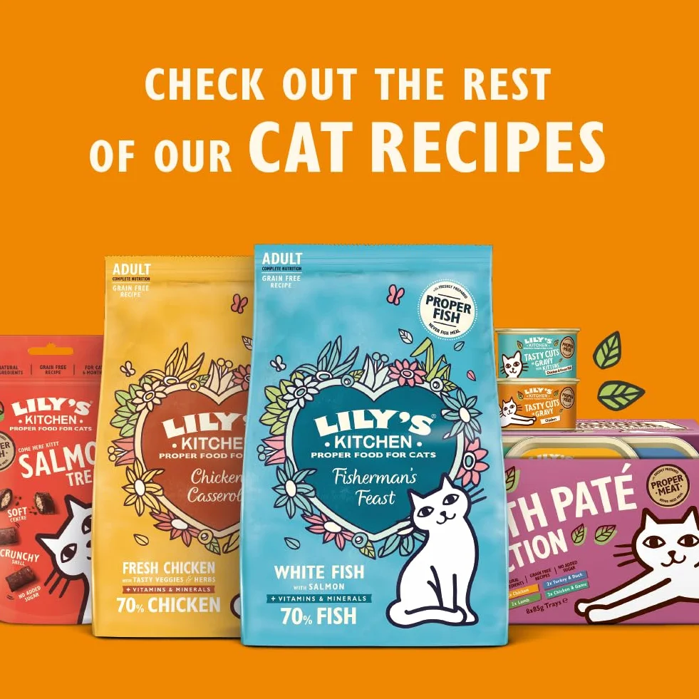 Lily's Kitchen Pâtée moelleuse naturelle en barquette pour chats adultes, recettes sans céréales, multipack (32 x 85g barquettes)