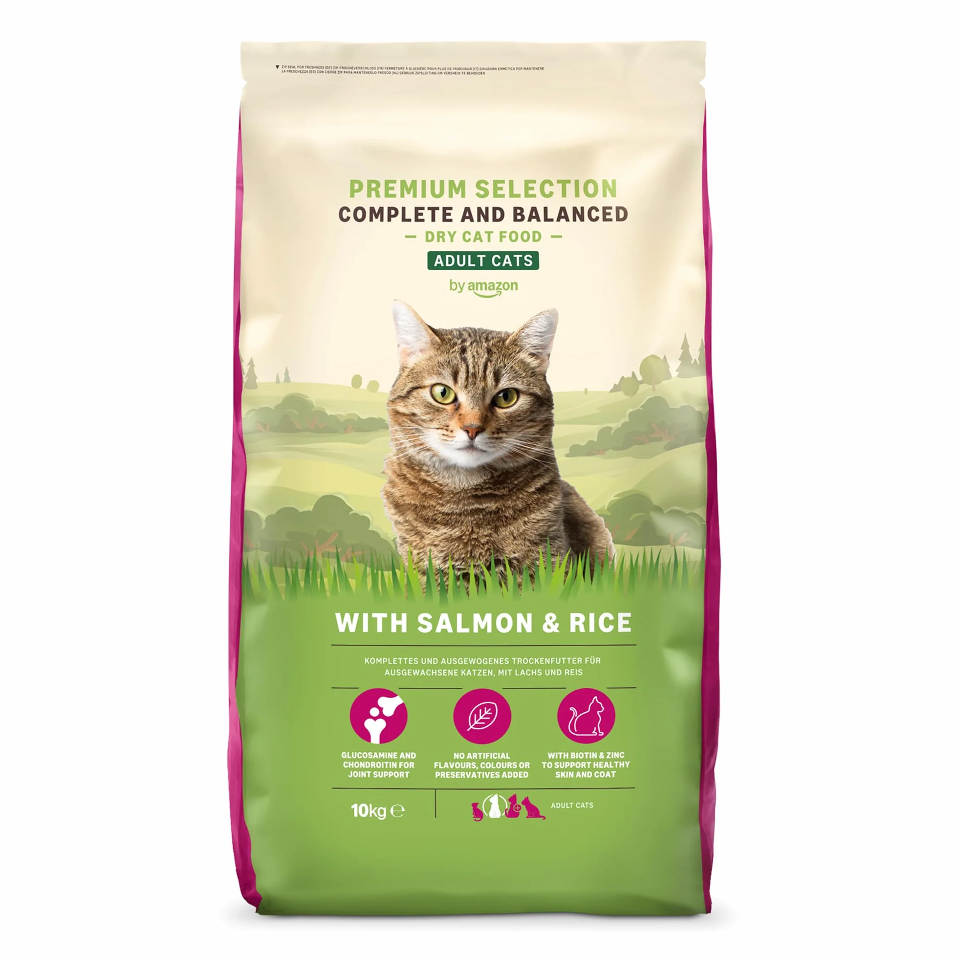 Amazon Complete Croquettes pour chats adultes au Saumon & riz, 10 kg