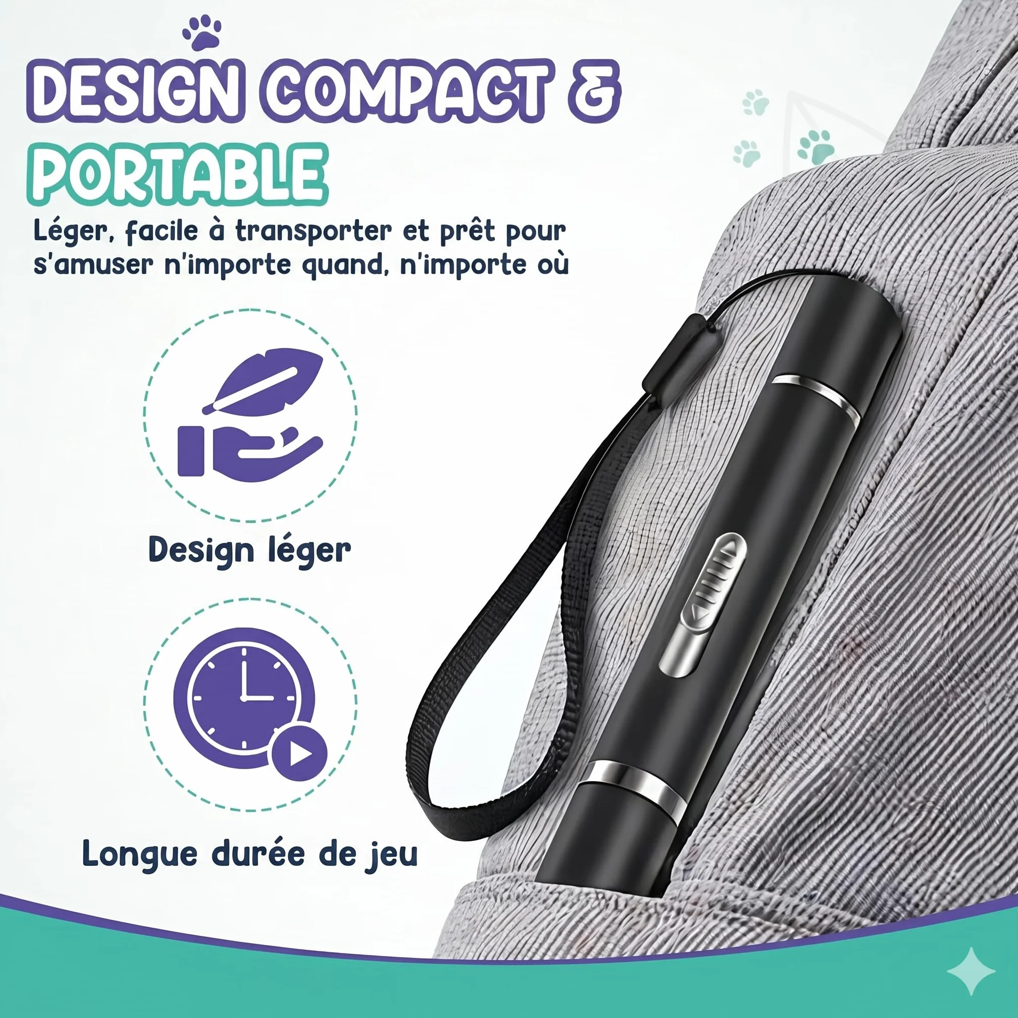 Jouet Chat Interactif LED Rechargeable USB pour Chat et Chien