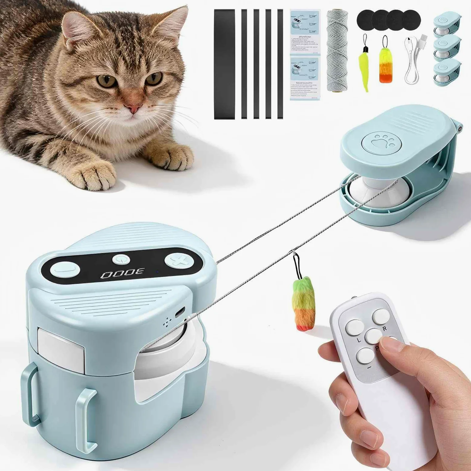 Jouet interactif pour chat d'intérieur - 3 vitesses - Auto/manuel - Jouet d'exercice d'enrichissement pour chats d'intérieur ennuyés