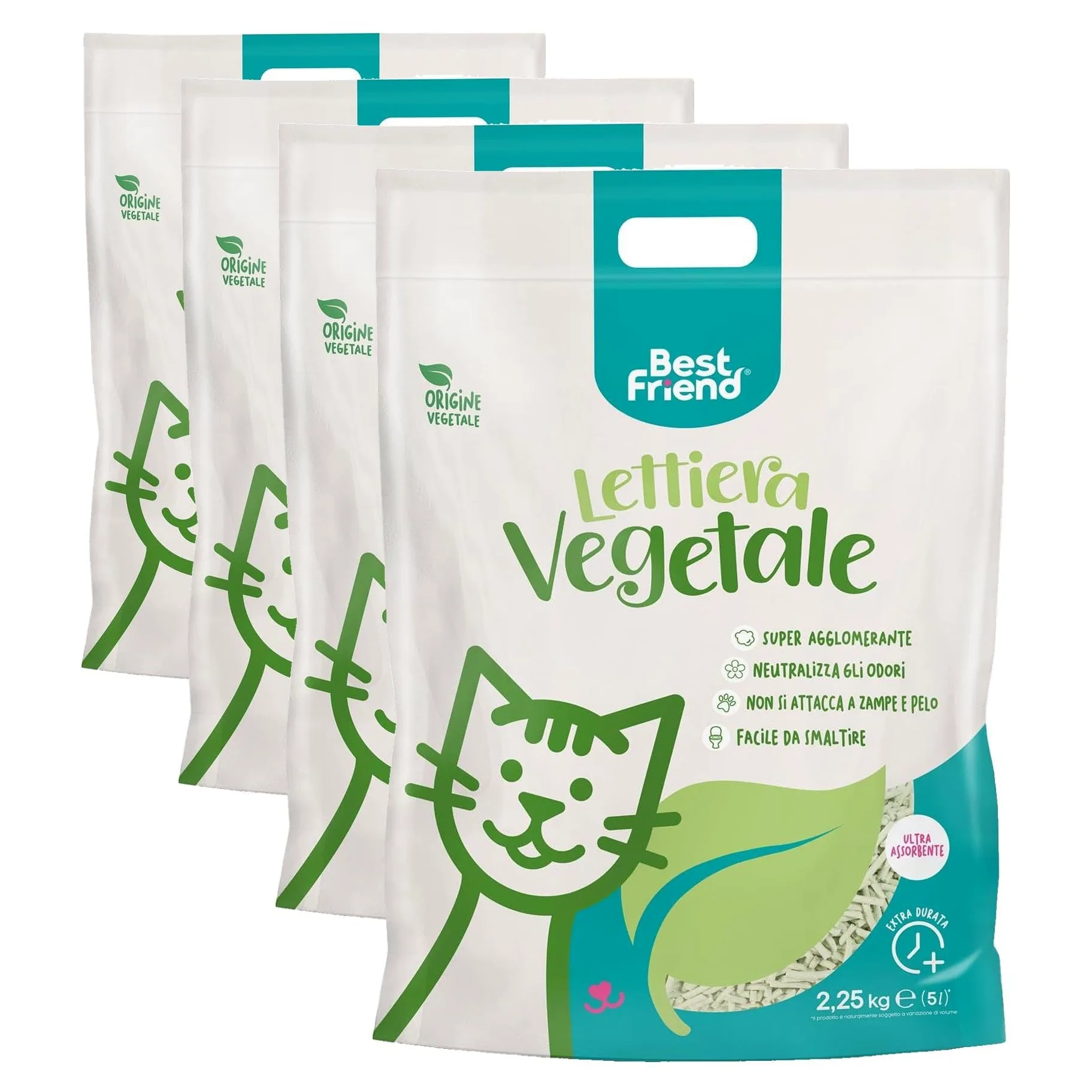 Best Friend - Litière végétale pour chats de 5 L longue durée Sable naturel et super aggglomérant. Peut être nettoyé dans les bios ou les toilettes. Neutralise les odeurs et ne colle pas aux pattes et