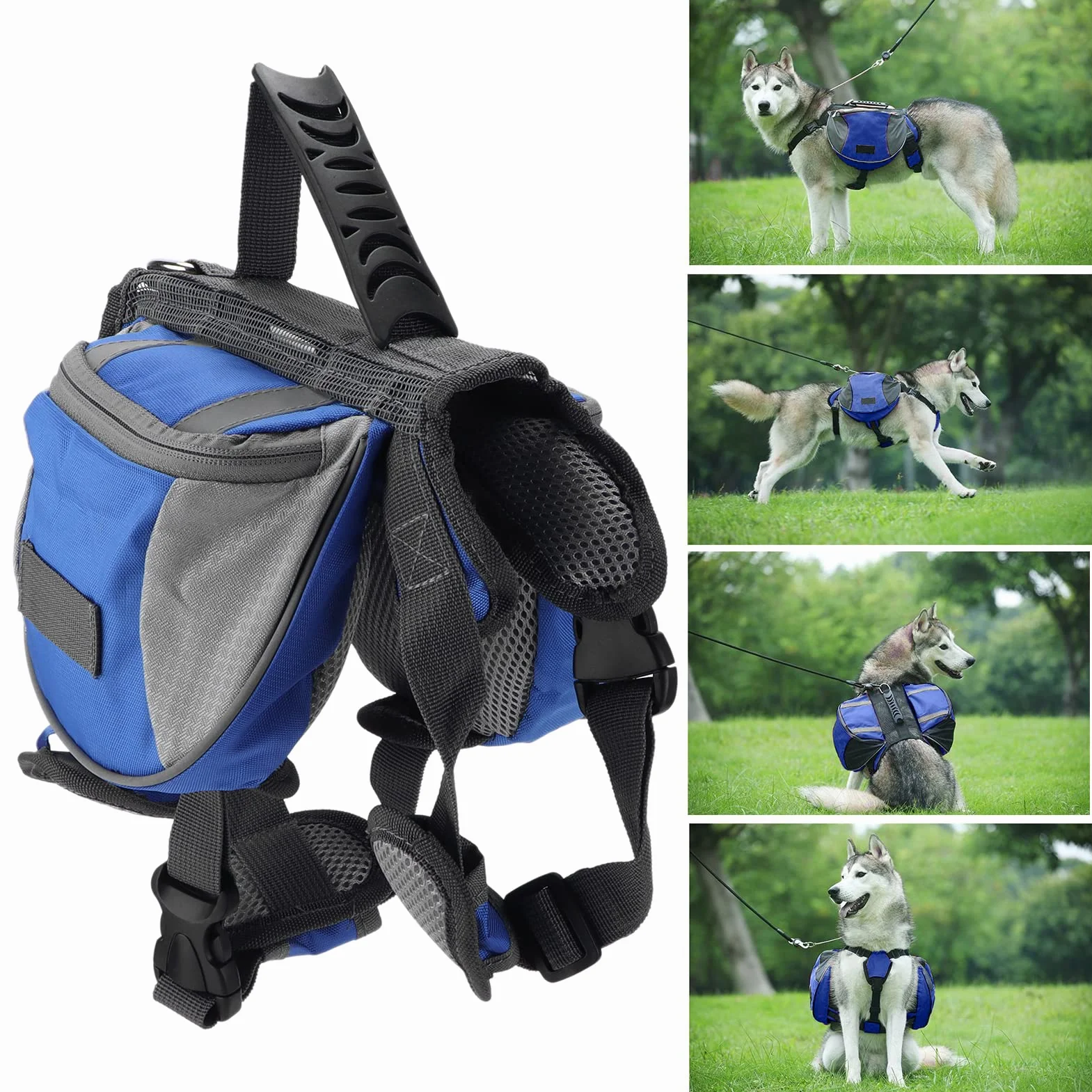 Sacoches de Selle pour Chien en Nylon Hound Travel Pack Camping Bande Réfléchissante Respirante M