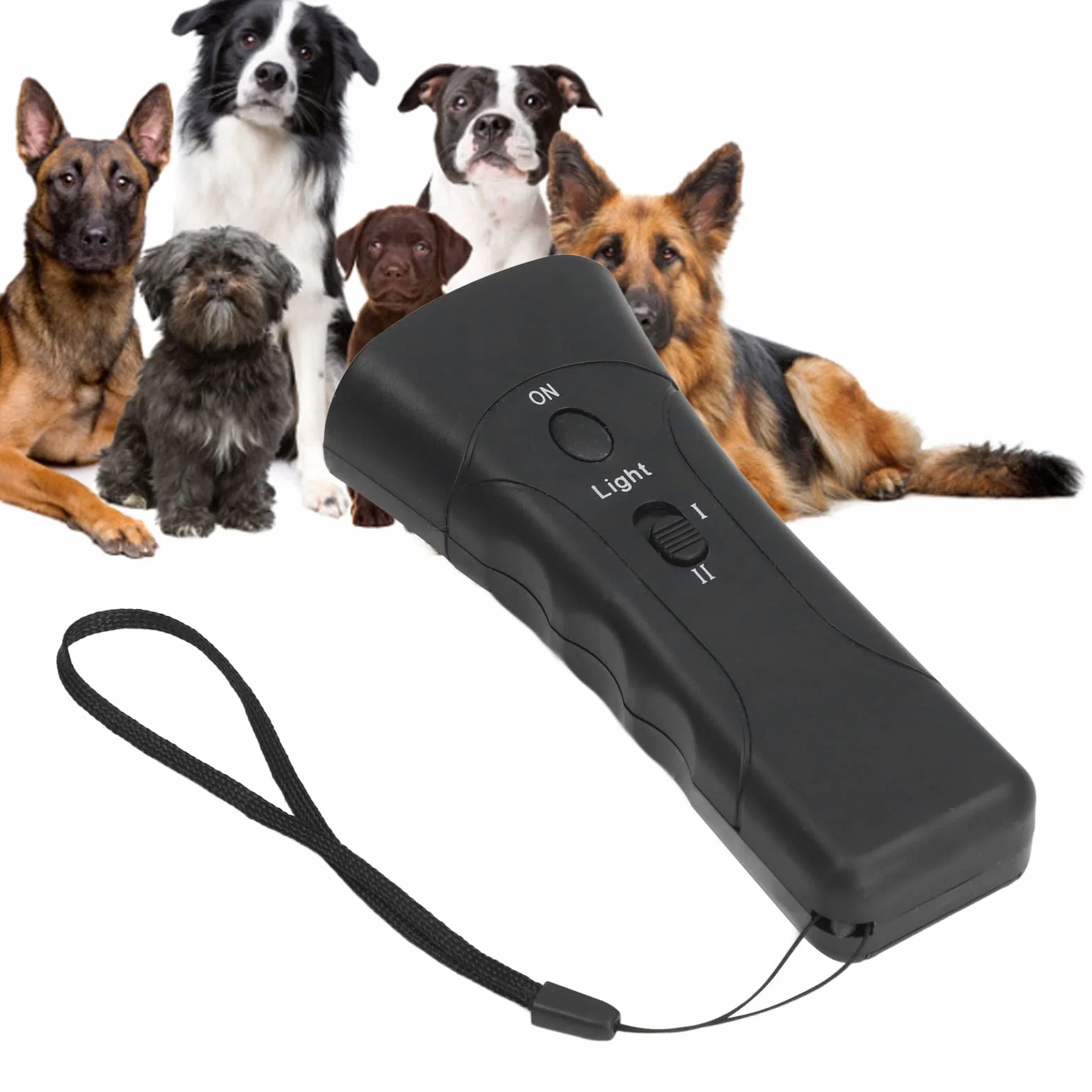 Répulsif Anti-aboiement Ultrasons Portable avec LED pour Chien, Dressage Extérieur