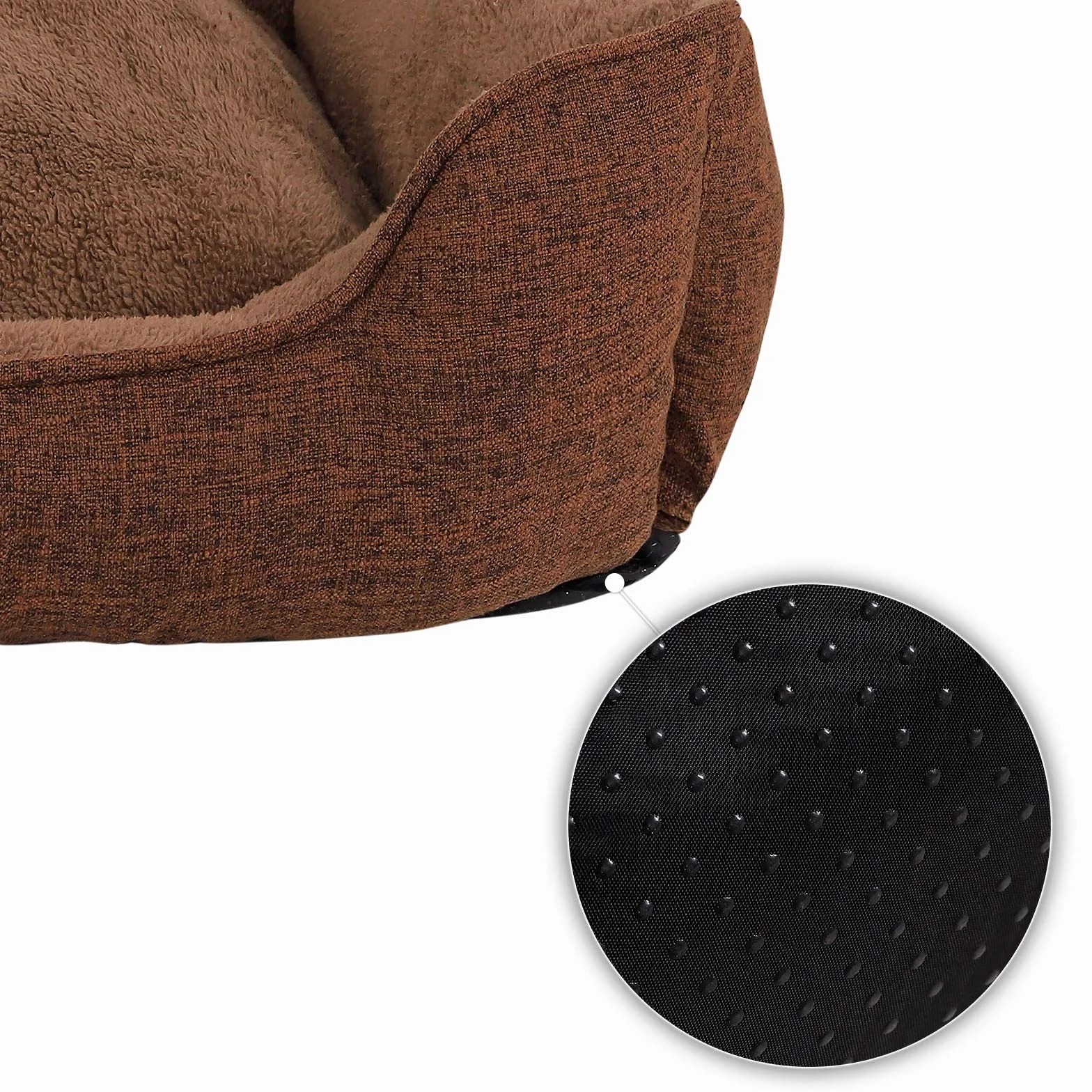 Lionto Panier Chien avec Coussin et Housse Amovible 75x60 cm Marron