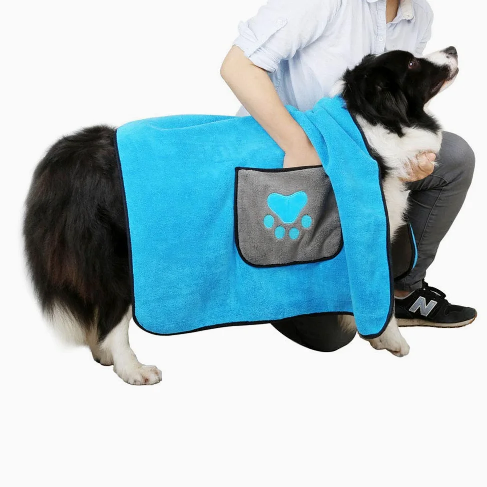 Manteau de Séchage pour Chien, Serviette de Chien, Absorbant à de Microfibre, Cadeau Peignoir pour Chien Serviettes de Bain