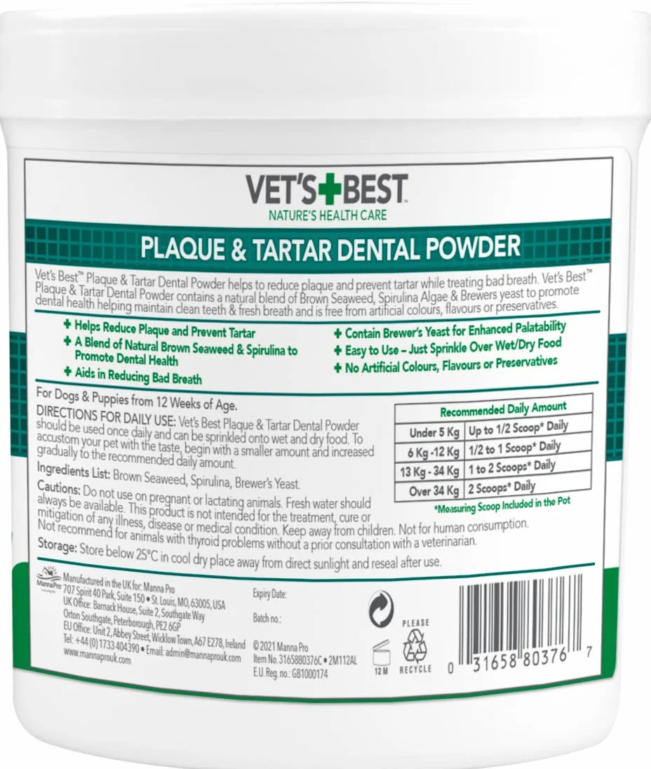 Vet's Best Poudre dentaire pour chiens 90g