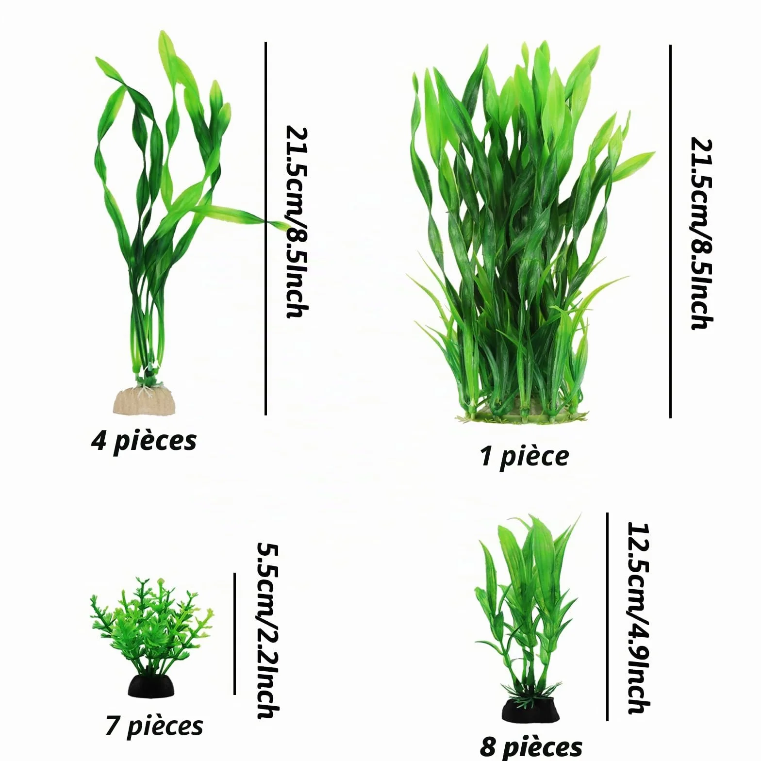 QUOZUO Lot de 20 plantes d'aquarium artificielles en plastique pour décoration