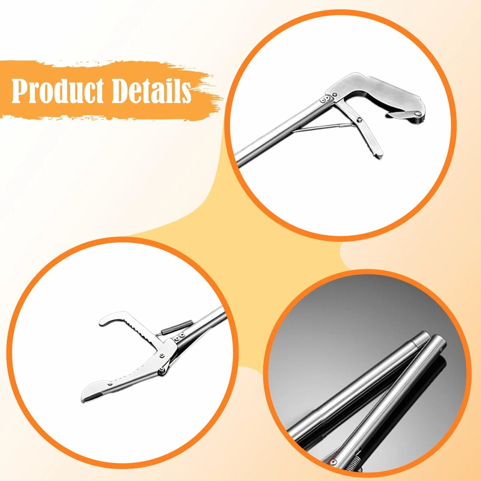 MagiDeal Pince à serpents et reptiles en acier inoxydable antidérapante pliable 150 cm outil d'alimentation à mâchoires larges Bec Coudé
