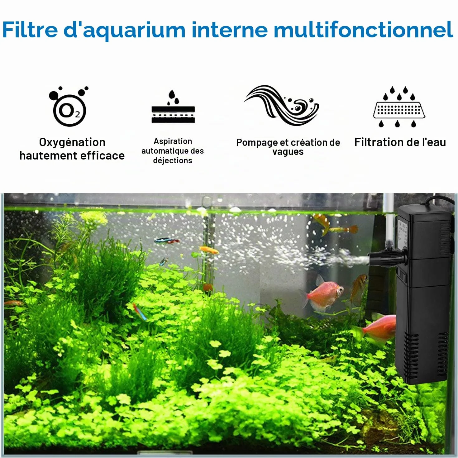 Forever Speed Pompe d'aquarium Filtre interne 6W 450 L/H