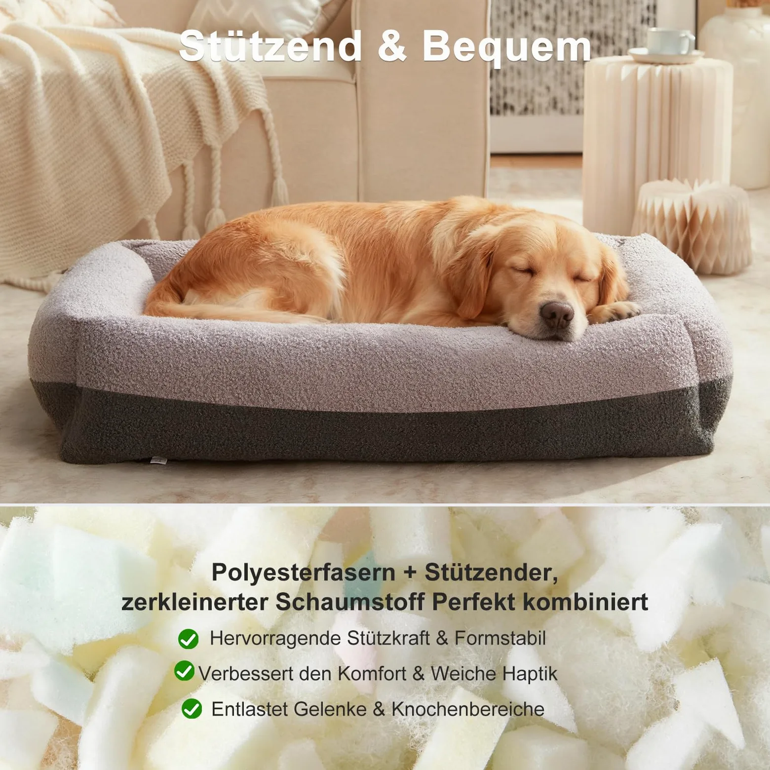 Pawk Panier pour Chien Grande Taille, XL Lit Chien Dehoussable Lavable, Coussin Antidérapant Doux Anti-Anxiété, 91x69x20cm
