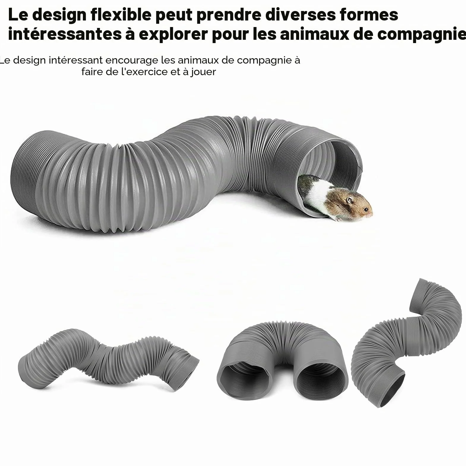 Tunnel rétractable pour Animaux de Compagnie, Tunnel de Jeu pour Petits Animaux Jouet de Tunnel rétractable pour Vison Cochon d'Inde marmotte hérisson Chinchilla(Gris)