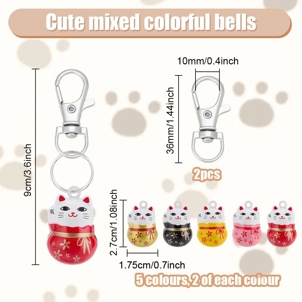 Lucky Cat Collier Cloches 5 Couleurs Cloches de Collier pour Animaux de Compagnie en Laiton