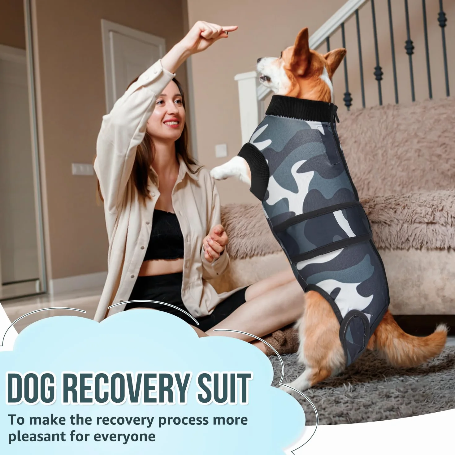 SlowTon Combinaison de récupération pour chien, chemise post-opératoire anti- léchage, bandage abdominal