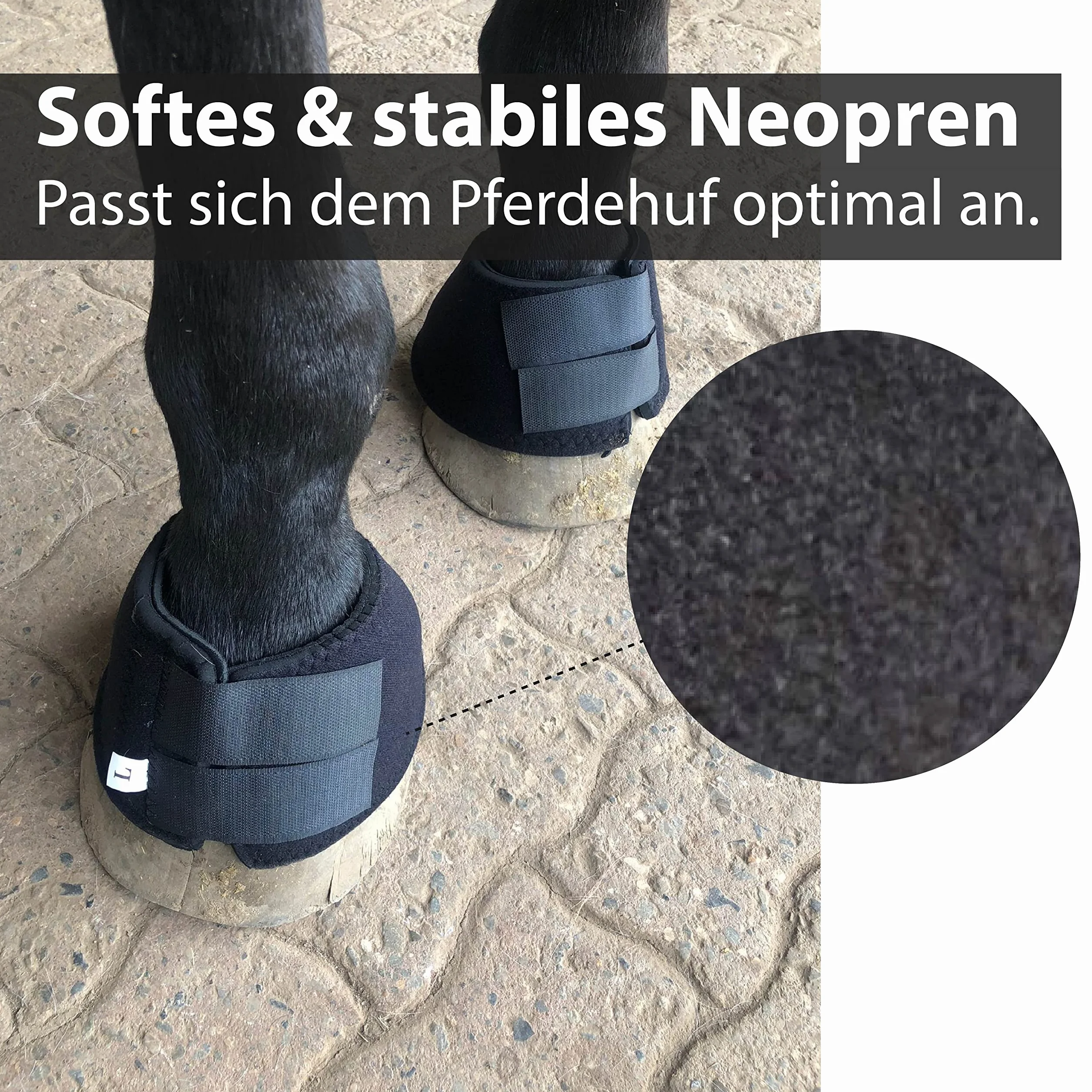 Cloches pour chevaux en néoprène S-XL Protection des sabots Noir XXL