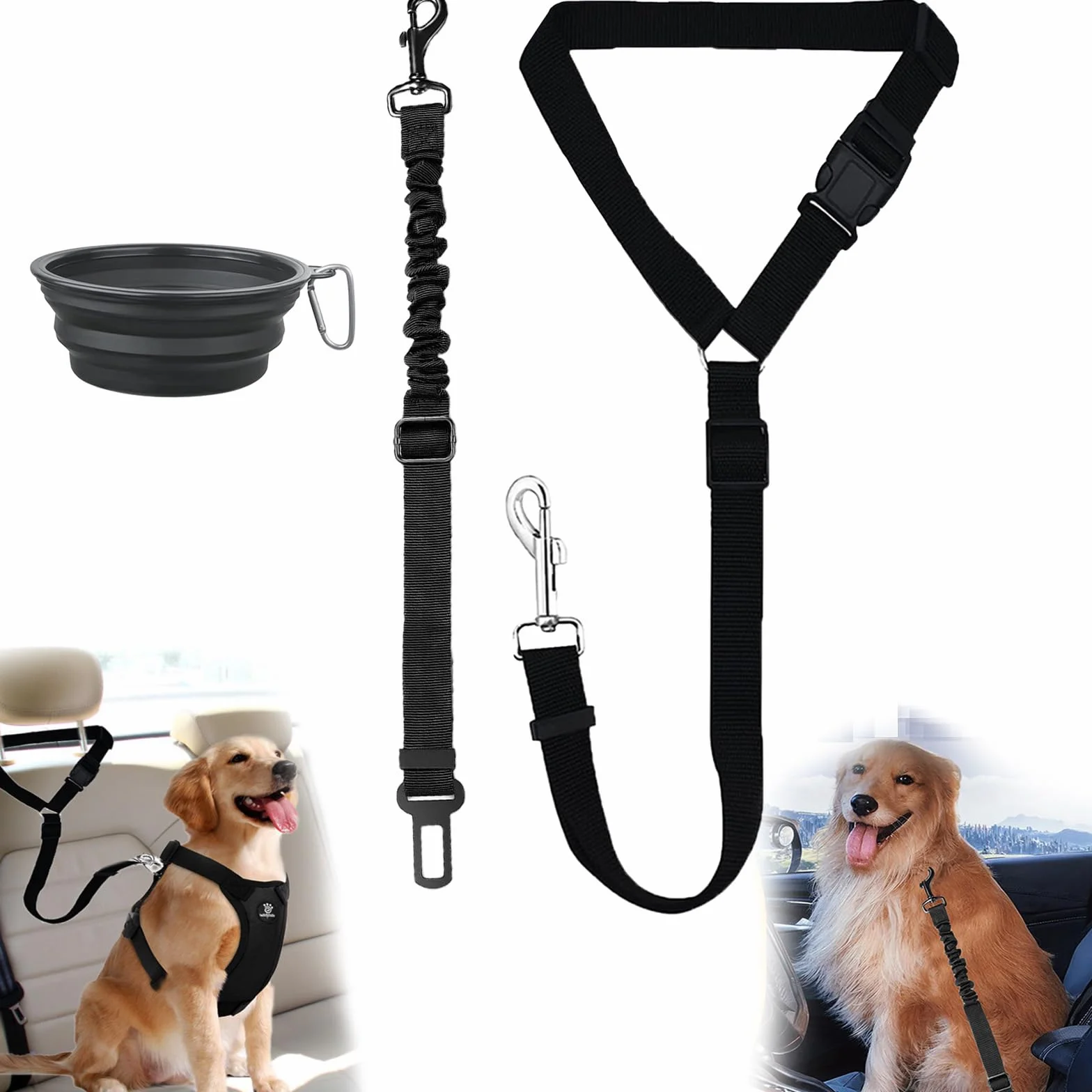 Ceinture de sécurité pour chien pour voiture, harnais réglable à double usage, ceinture de sécurité pour animal de compagnie, pour tout type de voiture, accessoire de voyage pour chien