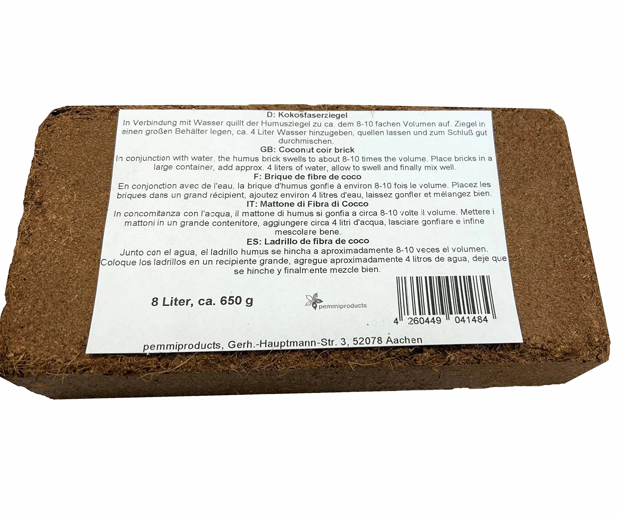 Brique de Fibres de Coco pressé 192 L, Terreau sans Tourbe pour Terrariums