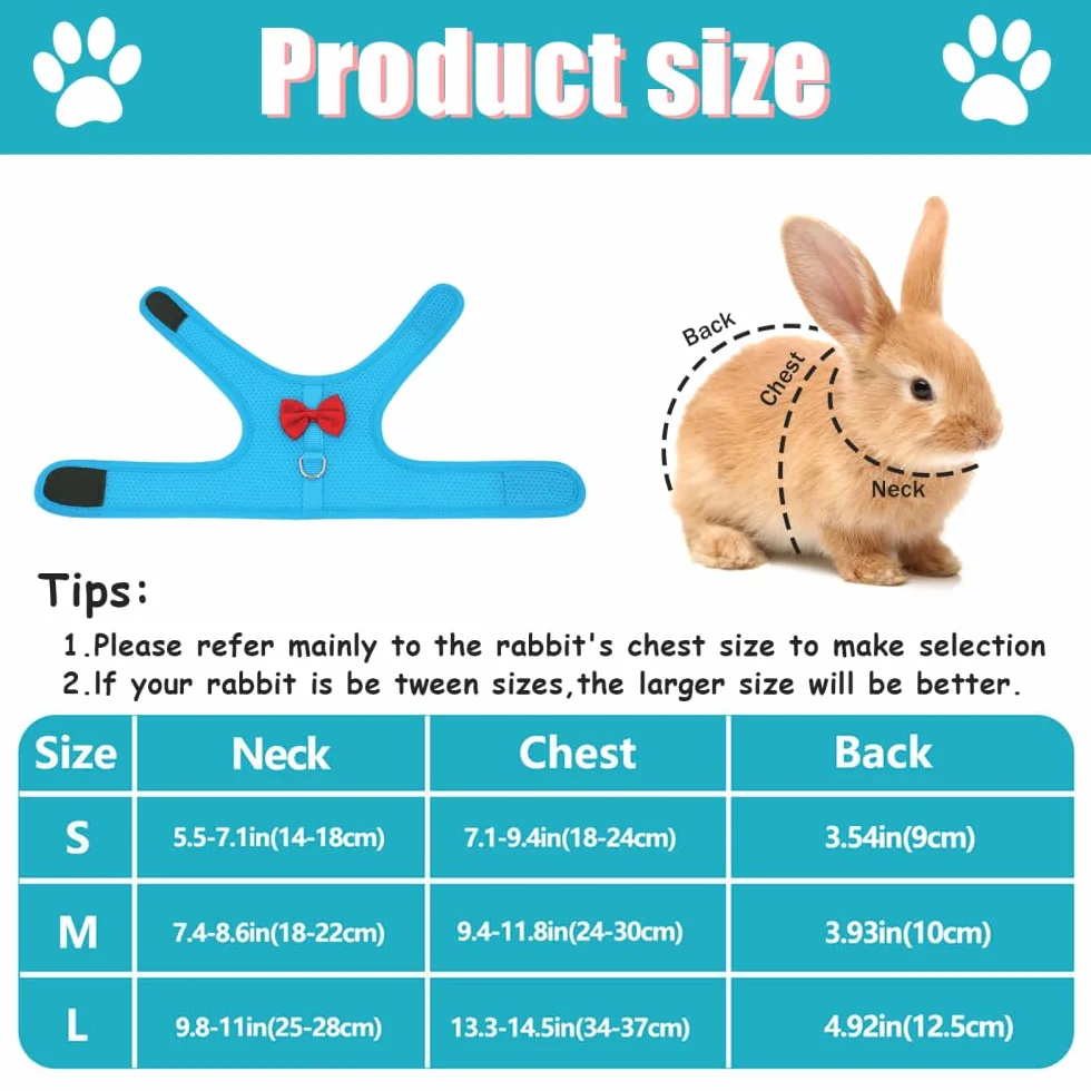 Harnais Laisse Lapin Réglable Gilet Marche Maille Respirante Nœud Papillon Formel pour Lapin Chaton Cochon d'Inde