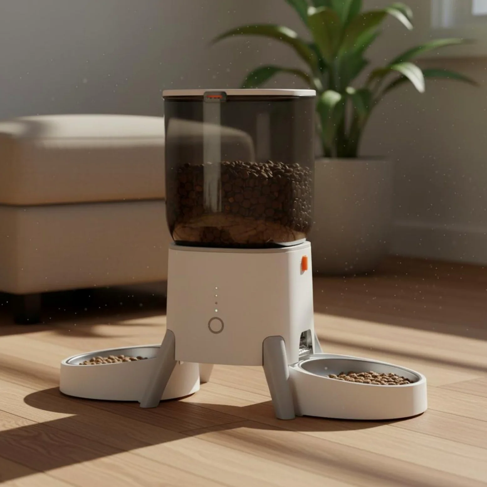 Distributeur Automatique de Croquettes Gamelle Connectée Nourrisseur Temporisé Intelligente Appareil de Distribution, Distributeur Intelligent avec APP, Gamelle en Acier Inoxydable, 4L
